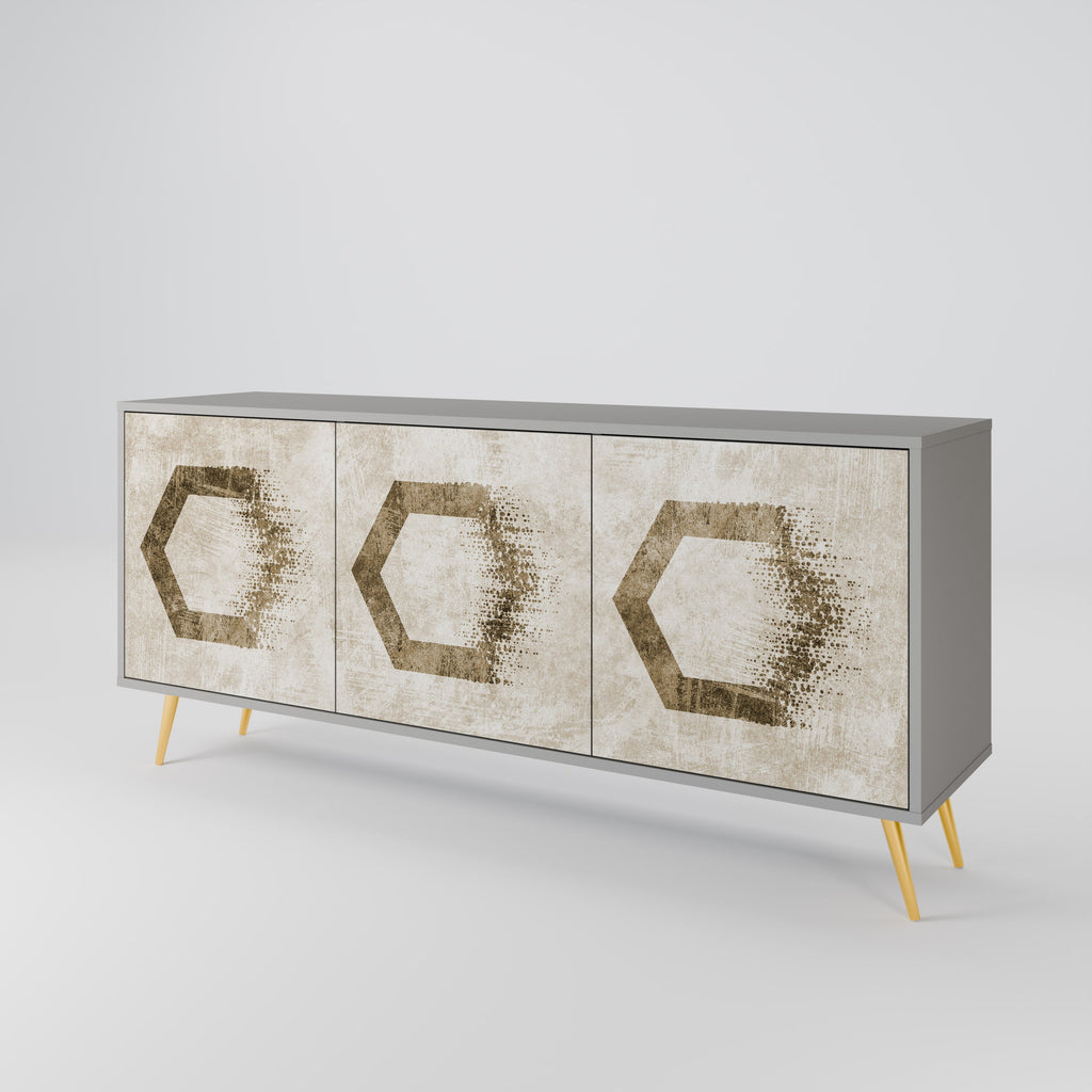 Buffet 3 portes HEXAGONAL SHAPES en finition grise