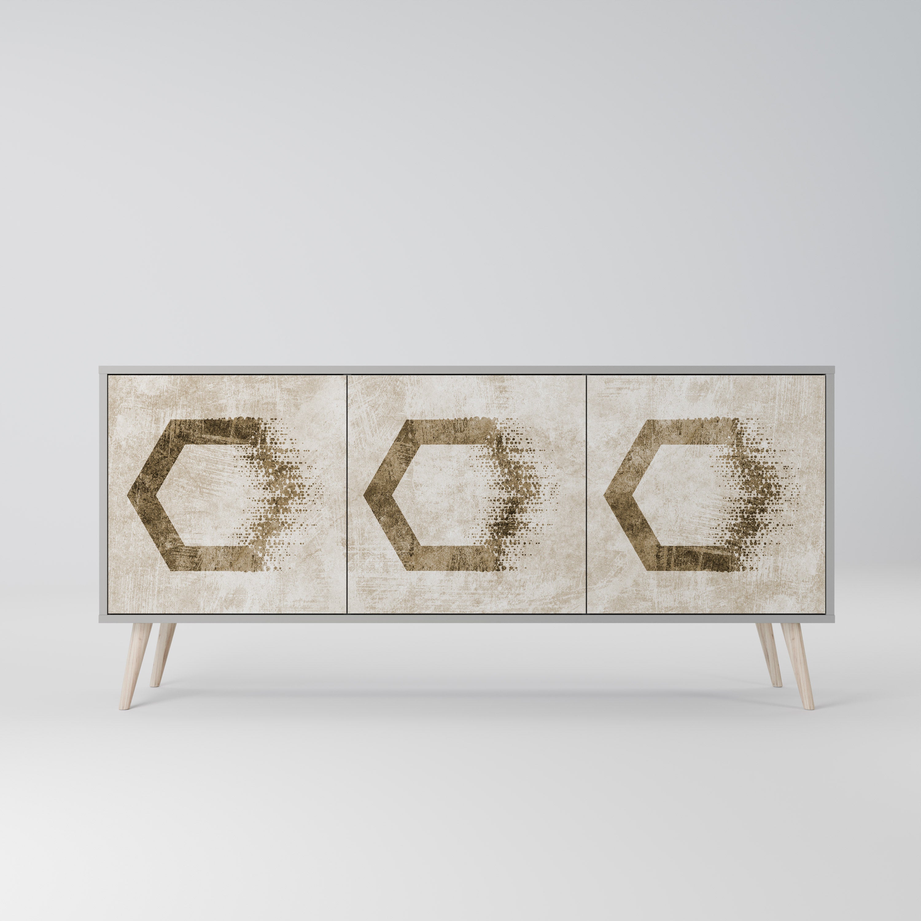 Buffet 3 portes HEXAGONAL SHAPES en finition grise