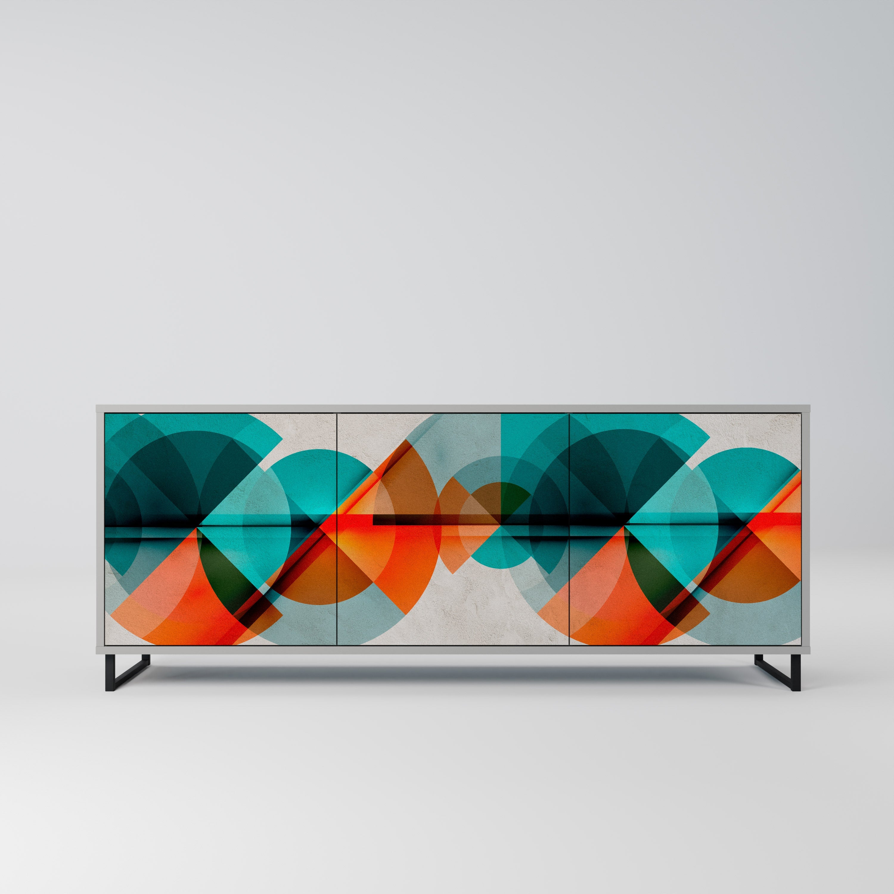 Buffet 3 portes CIRCULAR RHAPSODY en finition grise