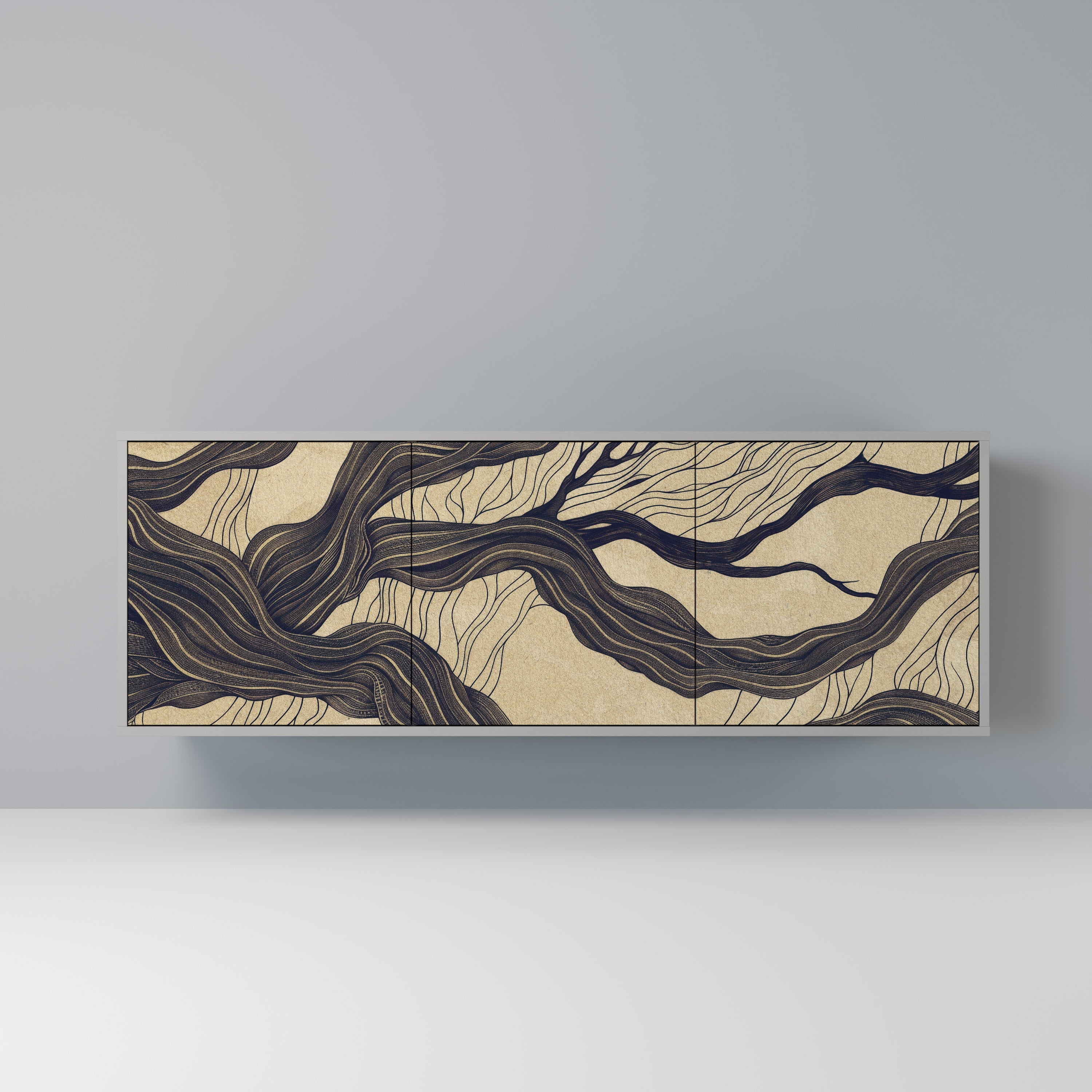 Buffet 3 portes UNIFIED FRAGMENTS en finition grise