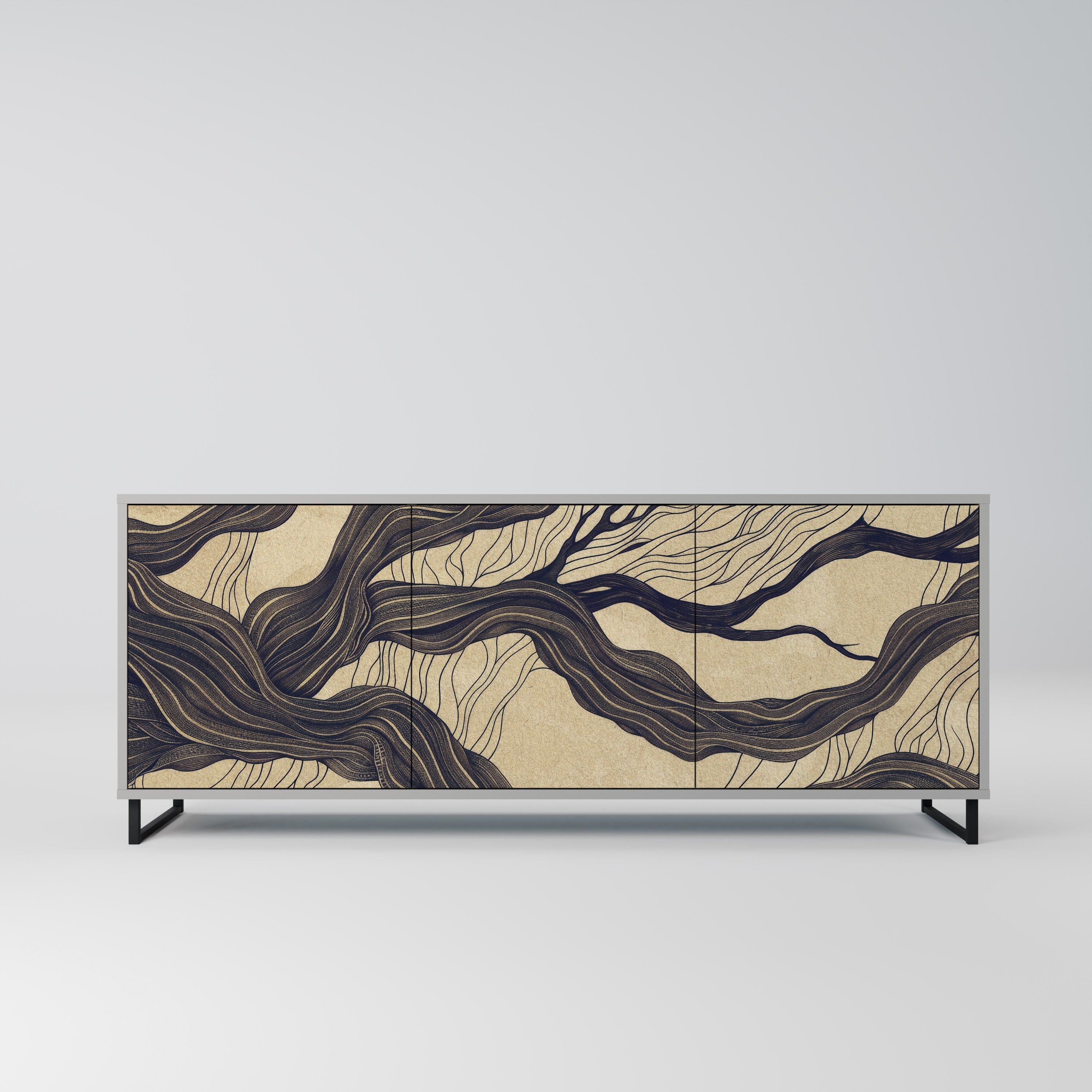 Buffet 3 portes UNIFIED FRAGMENTS en finition grise