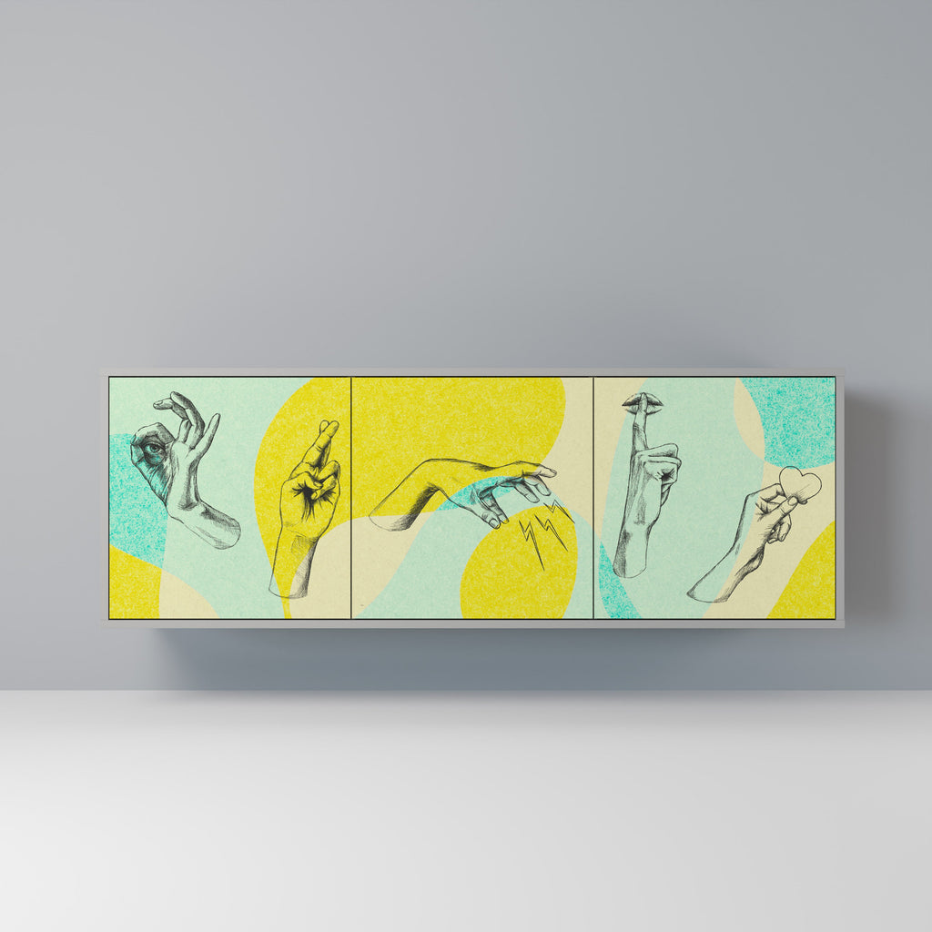 Buffet 3 portes BODY LANGUAGE en finition grise