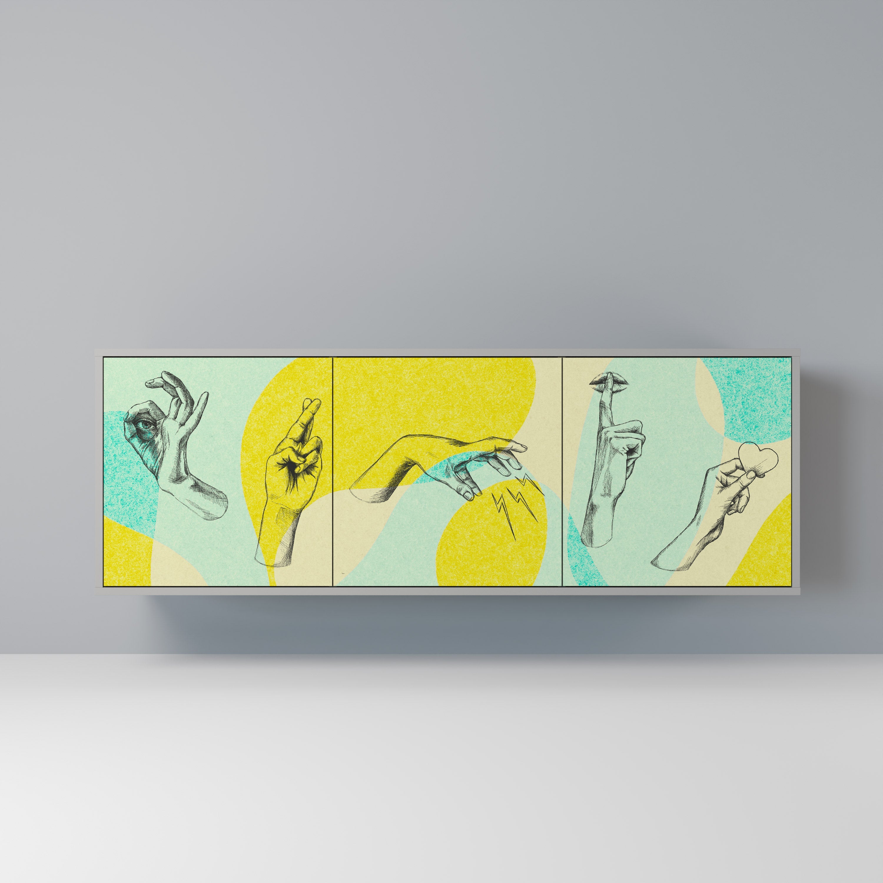 Buffet 3 portes BODY LANGUAGE en finition grise