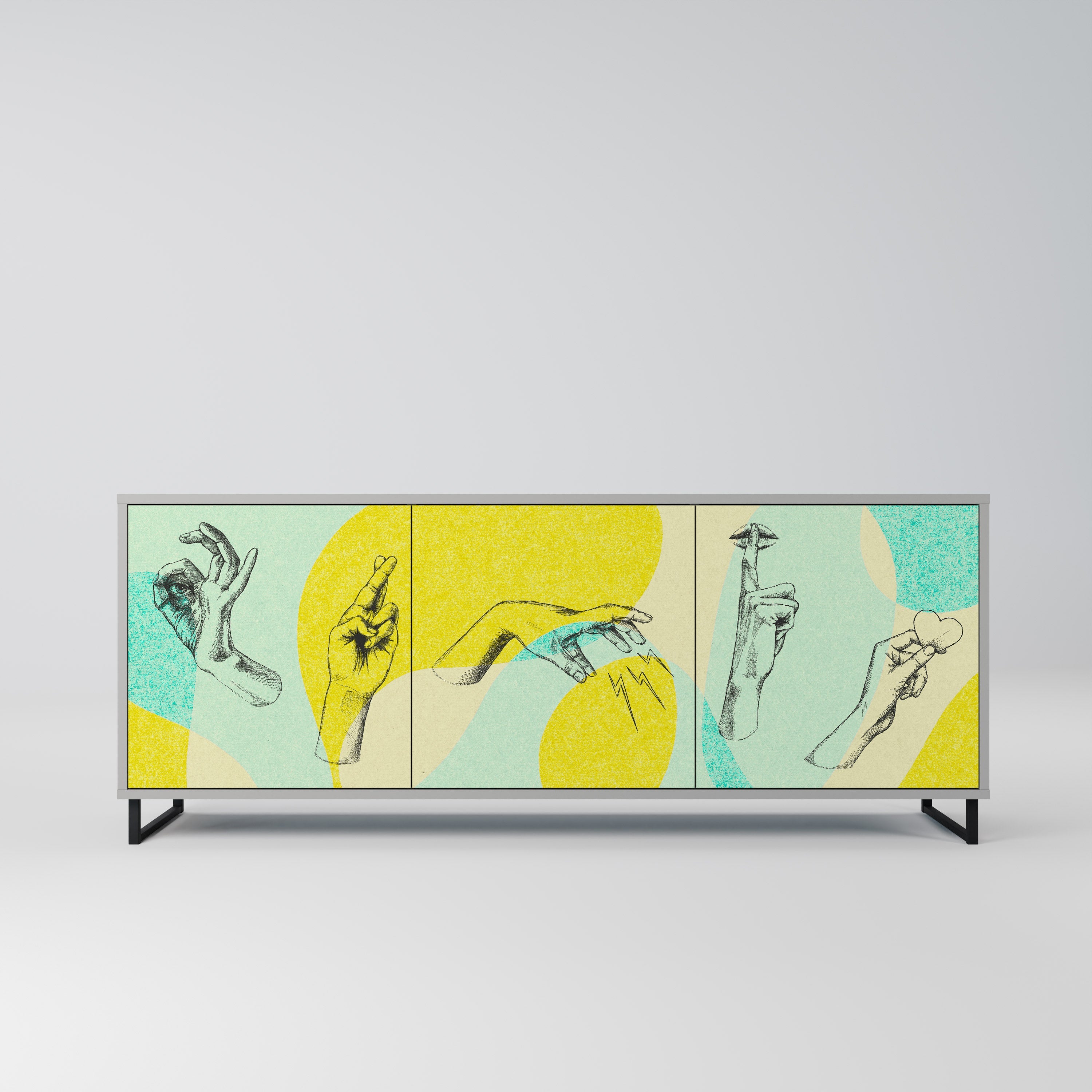 Buffet 3 portes BODY LANGUAGE en finition grise