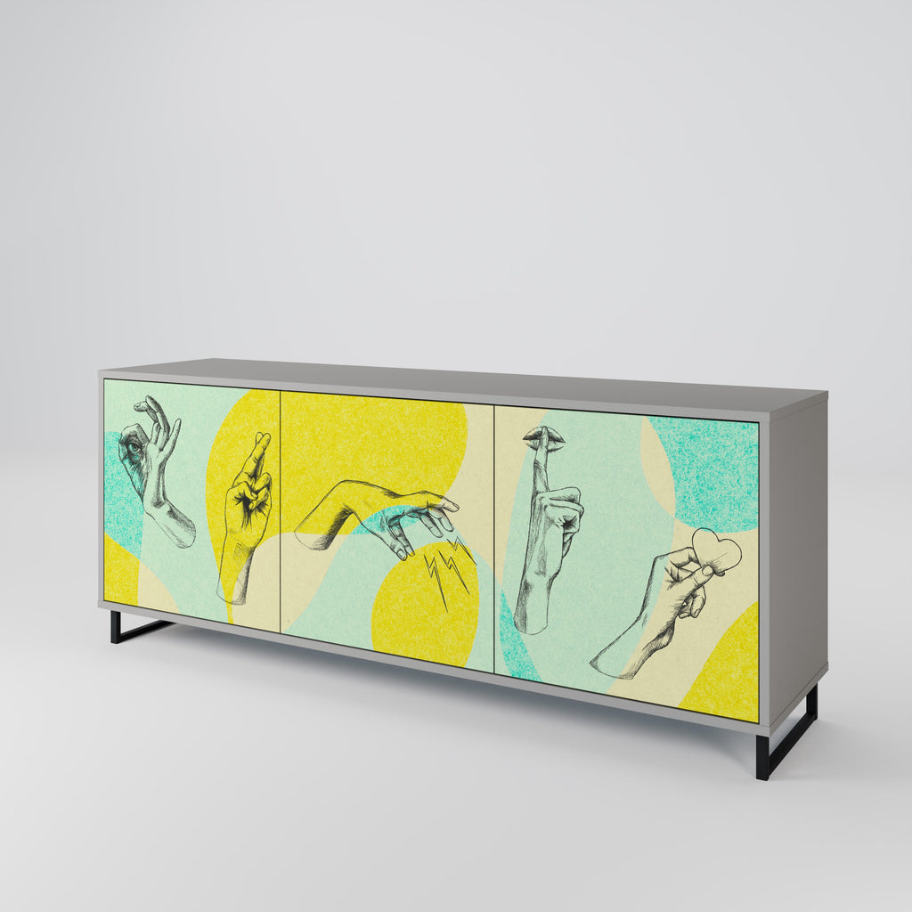 Buffet 3 portes BODY LANGUAGE en finition grise