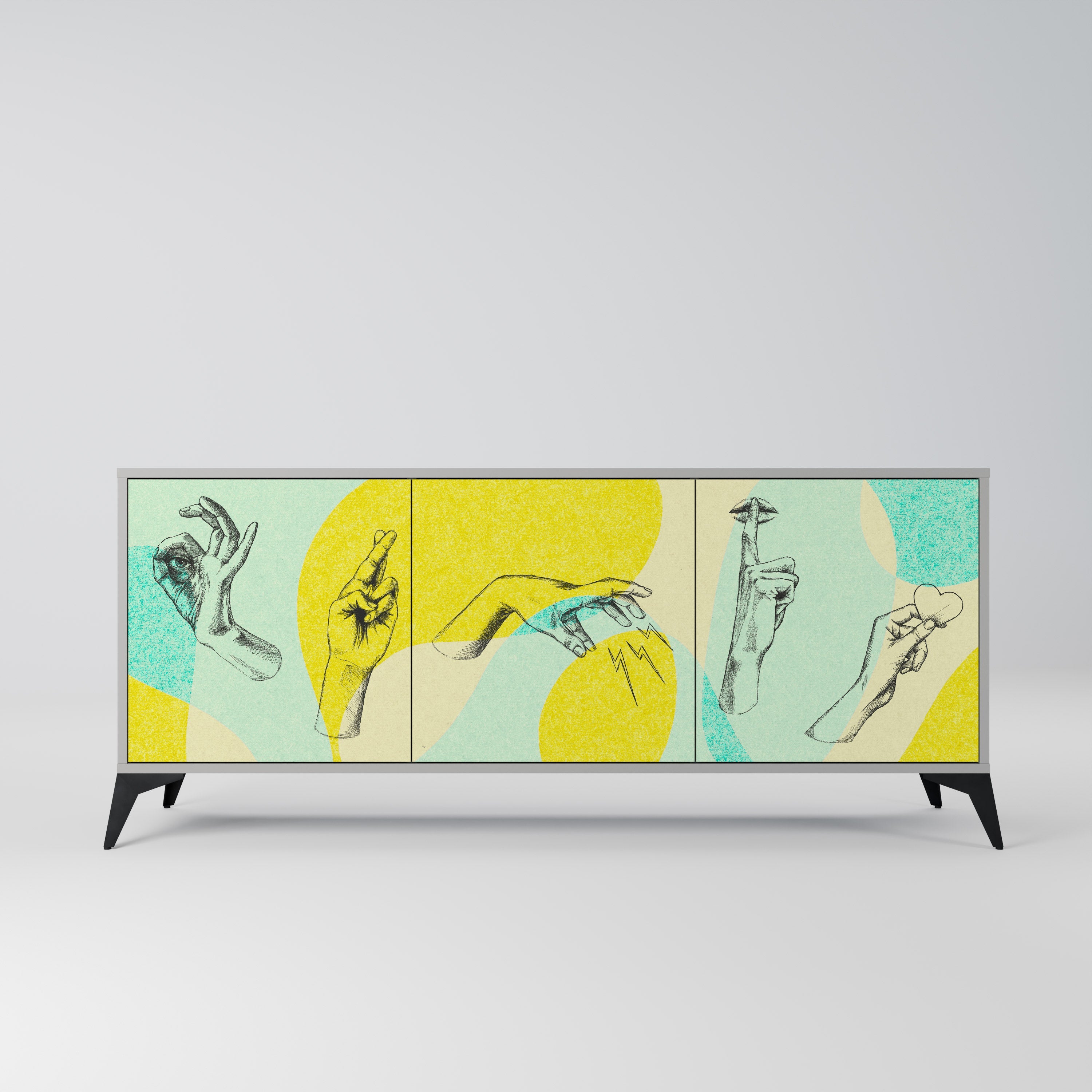 Buffet 3 portes BODY LANGUAGE en finition grise