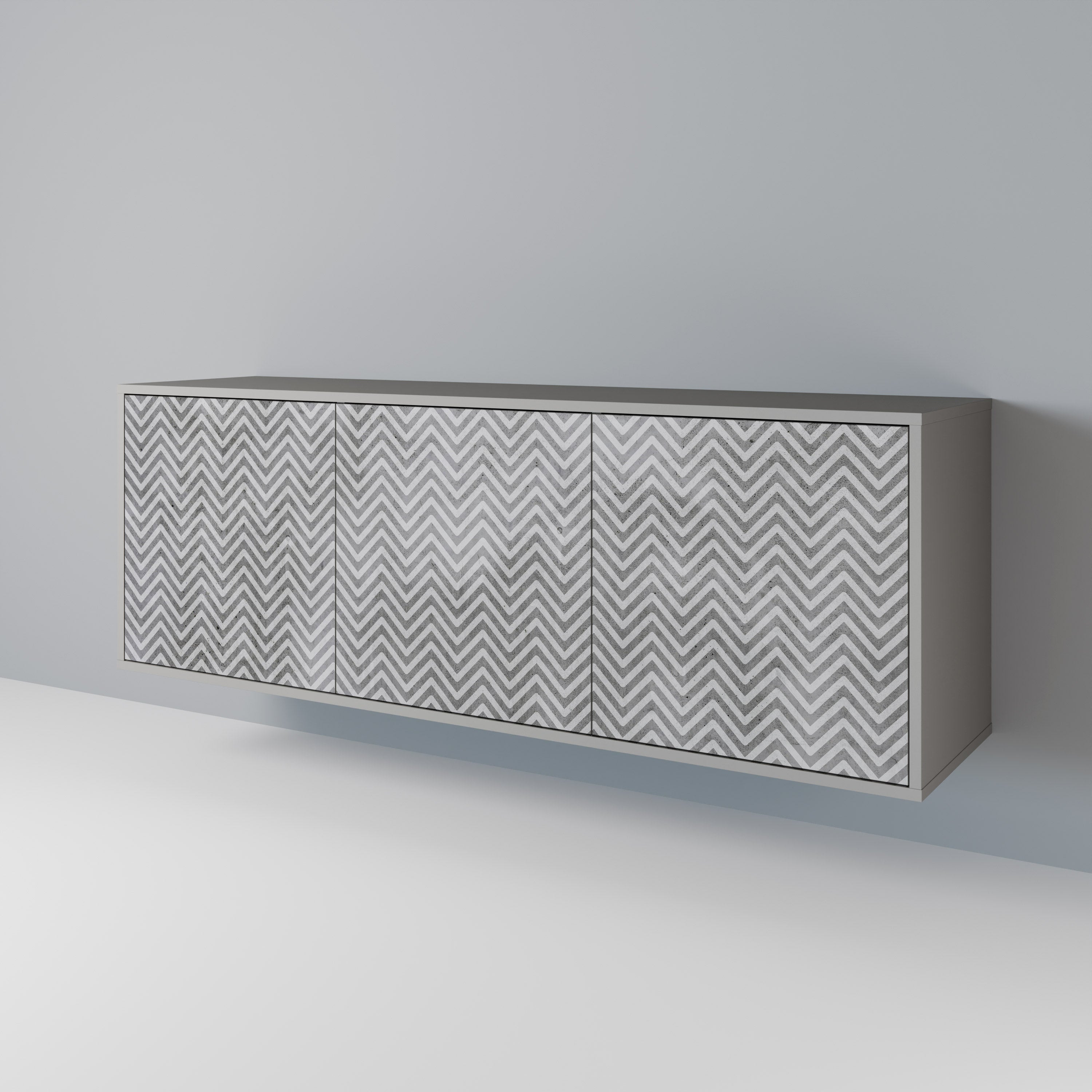 Buffet 3 portes en béton ZIG ZAG, finition grise