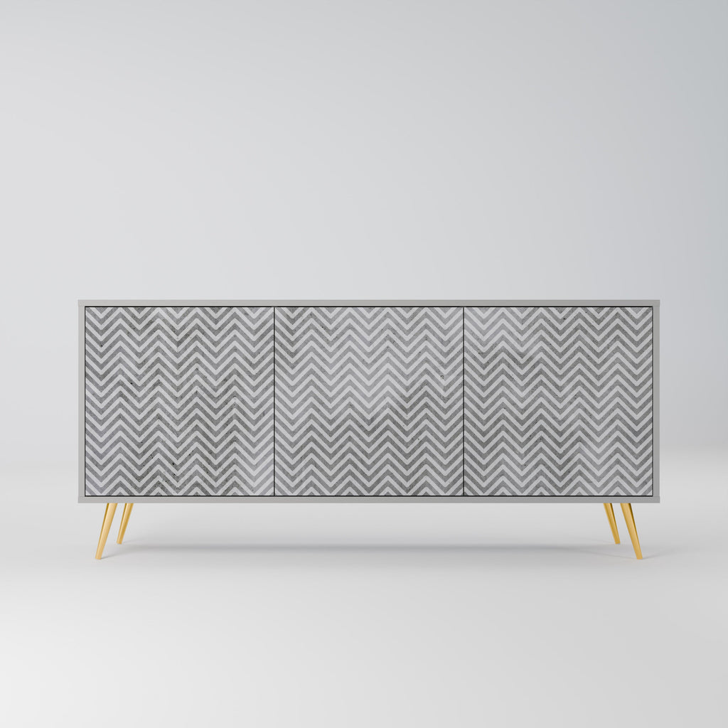 Buffet 3 portes en béton ZIG ZAG, finition grise