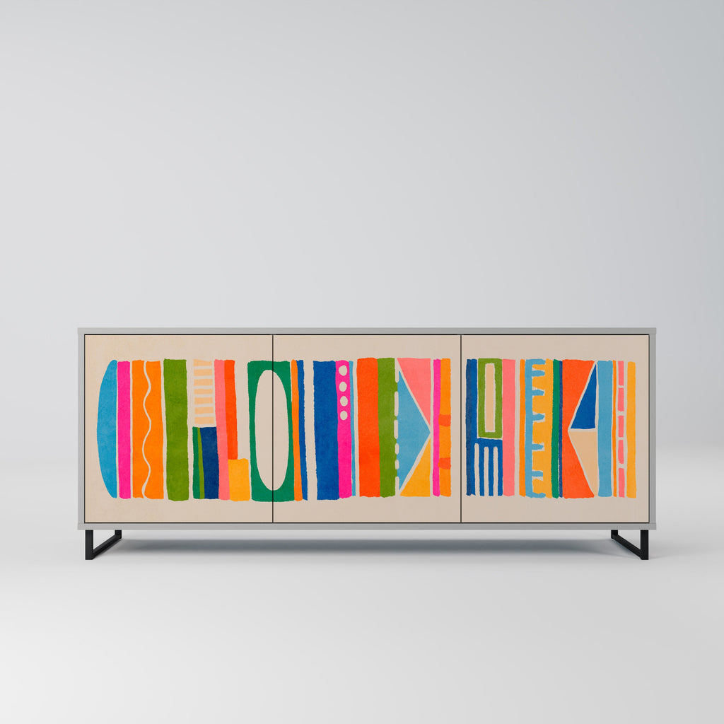 Buffet 3 portes GEOMETRIC SHINE en finition grise