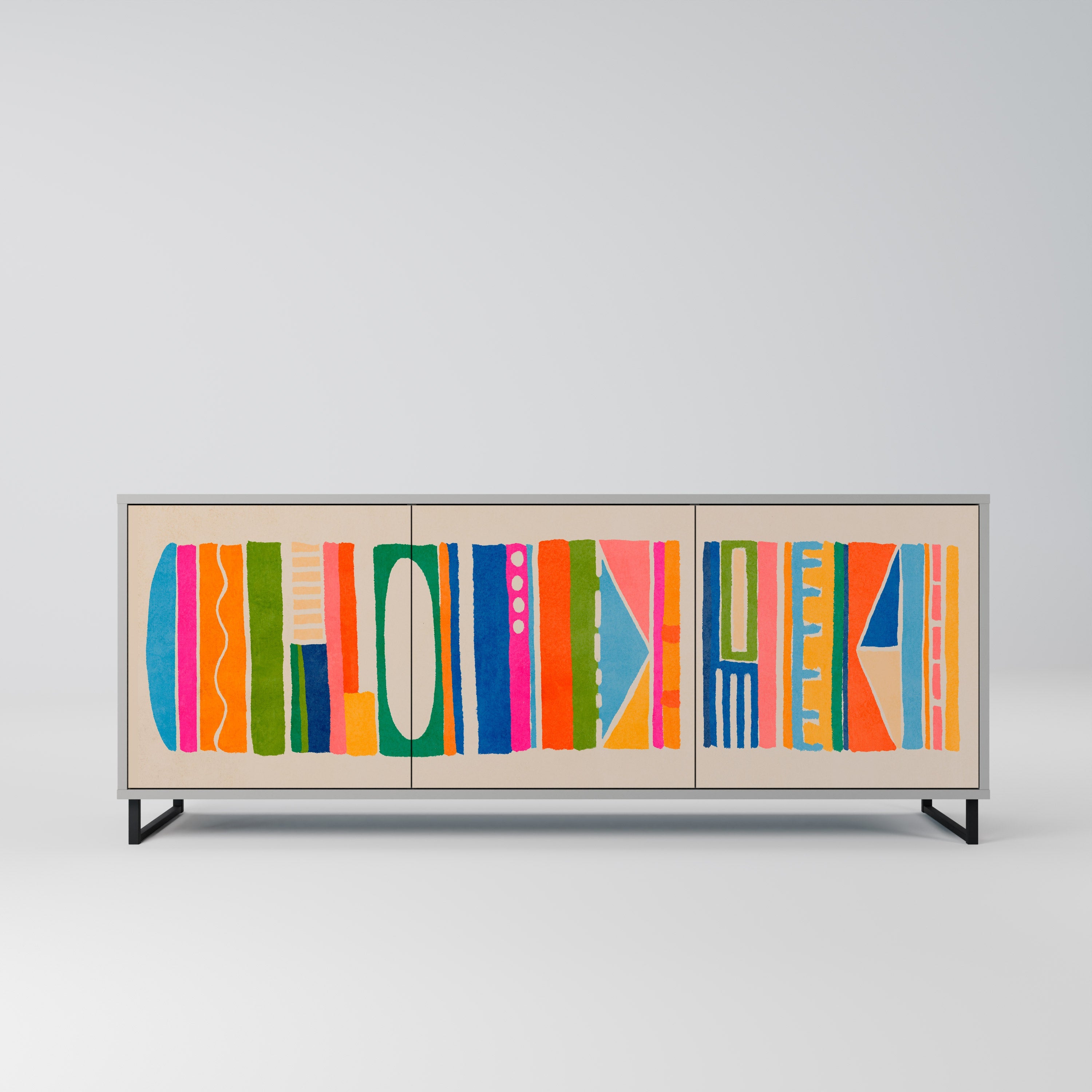 Buffet 3 portes GEOMETRIC SHINE en finition grise