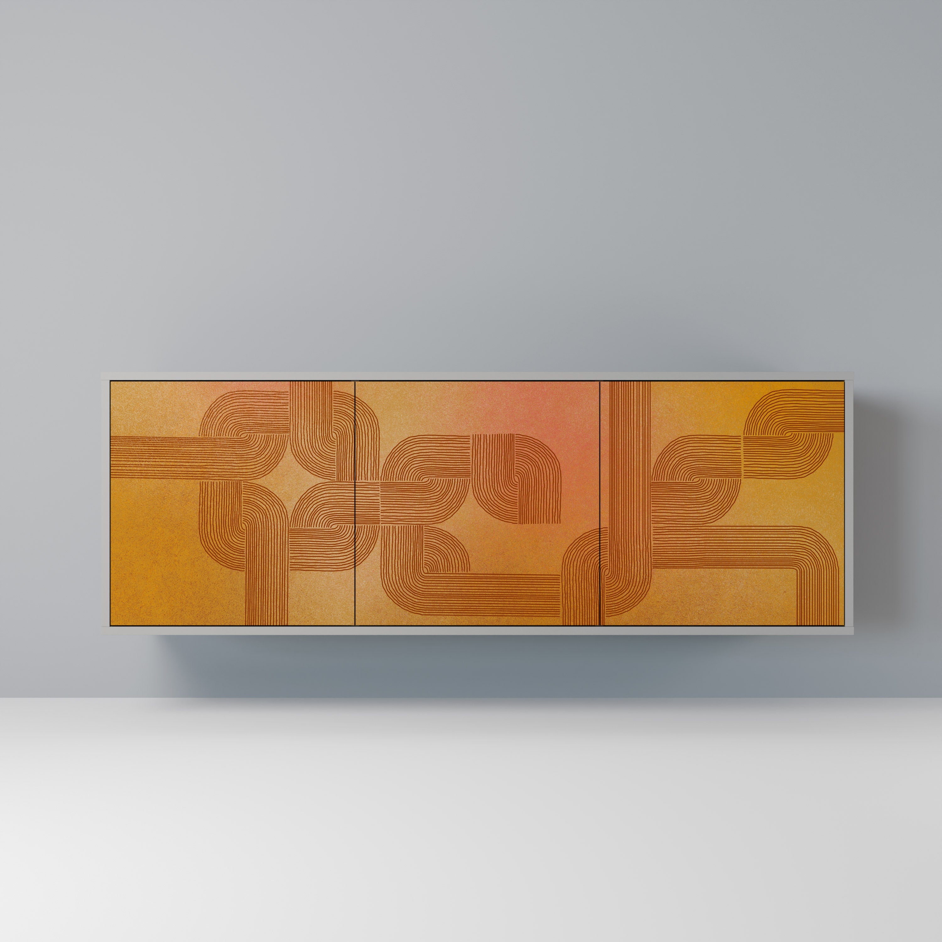 Buffet 3 portes RENFORCEMENT DES RELATIONS, finition grise