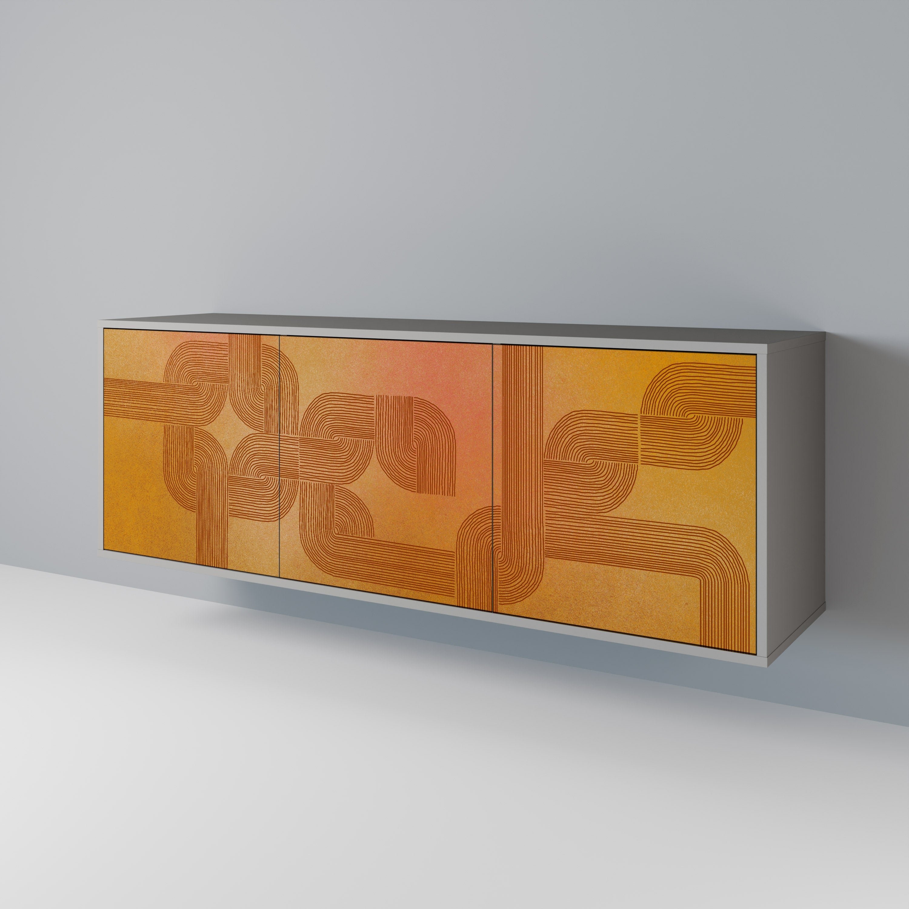 Buffet 3 portes RENFORCEMENT DES RELATIONS, finition grise