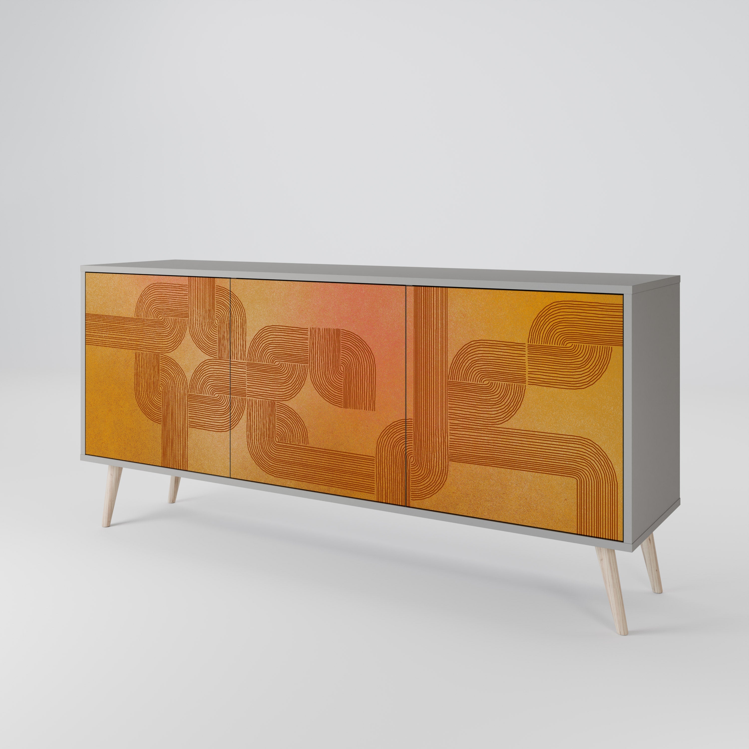 Buffet 3 portes RENFORCEMENT DES RELATIONS, finition grise