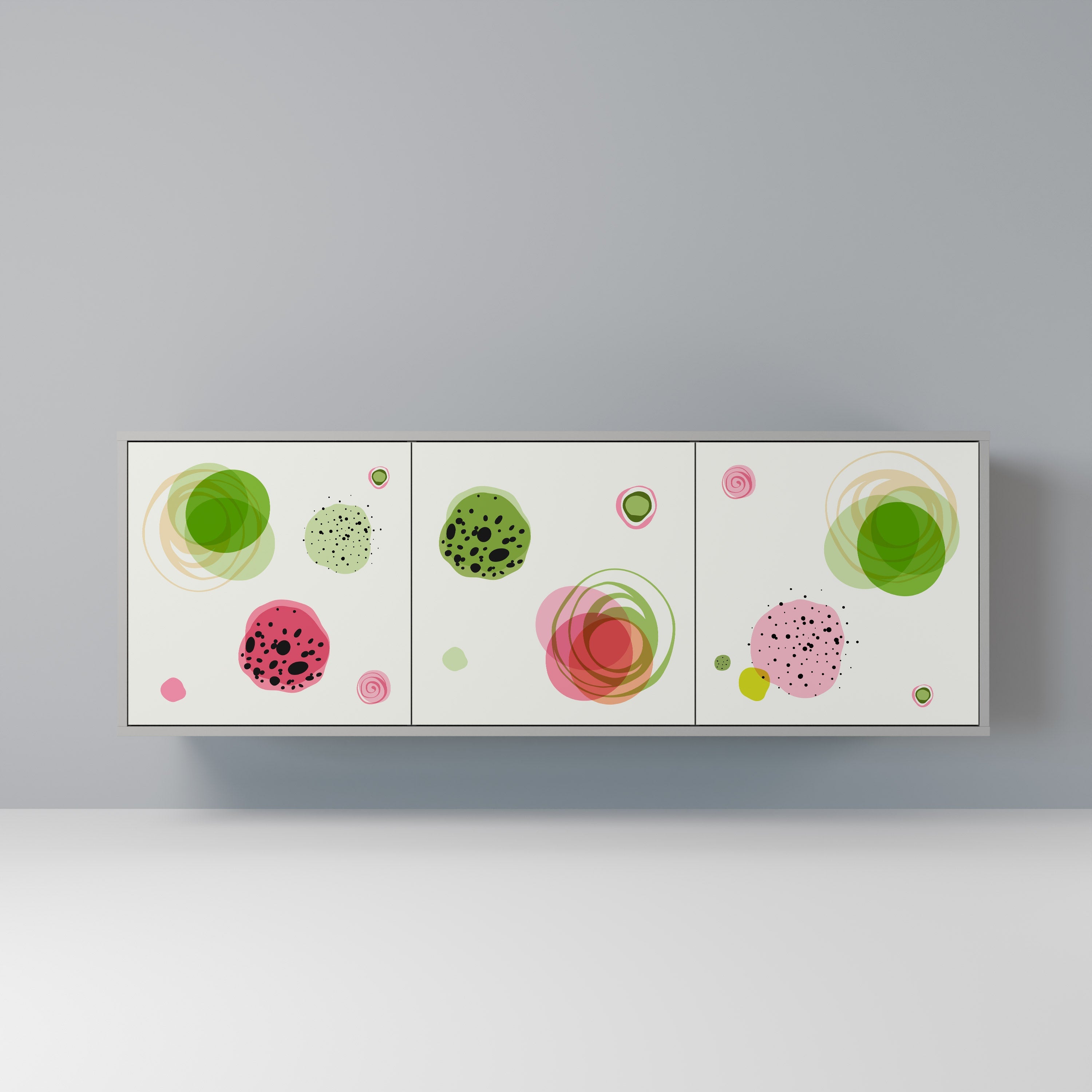 Buffet 3 portes COLORFUL COSMOS finition grise