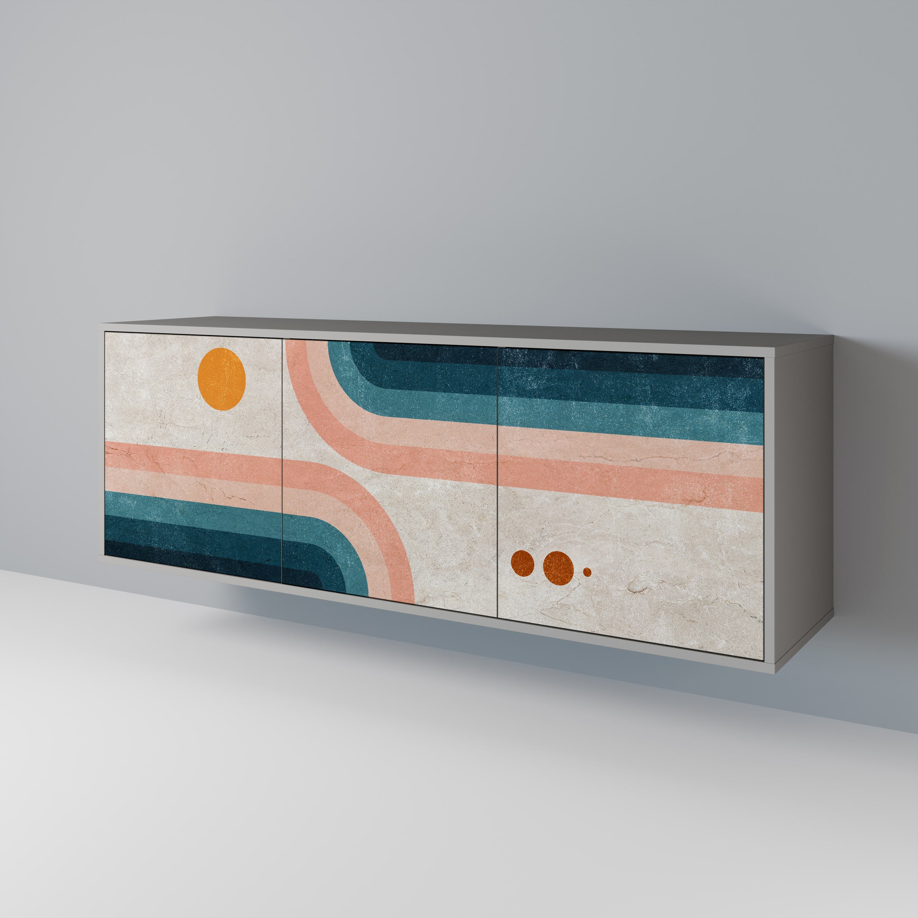 Buffet 3 portes TWO HALVES en finition grise