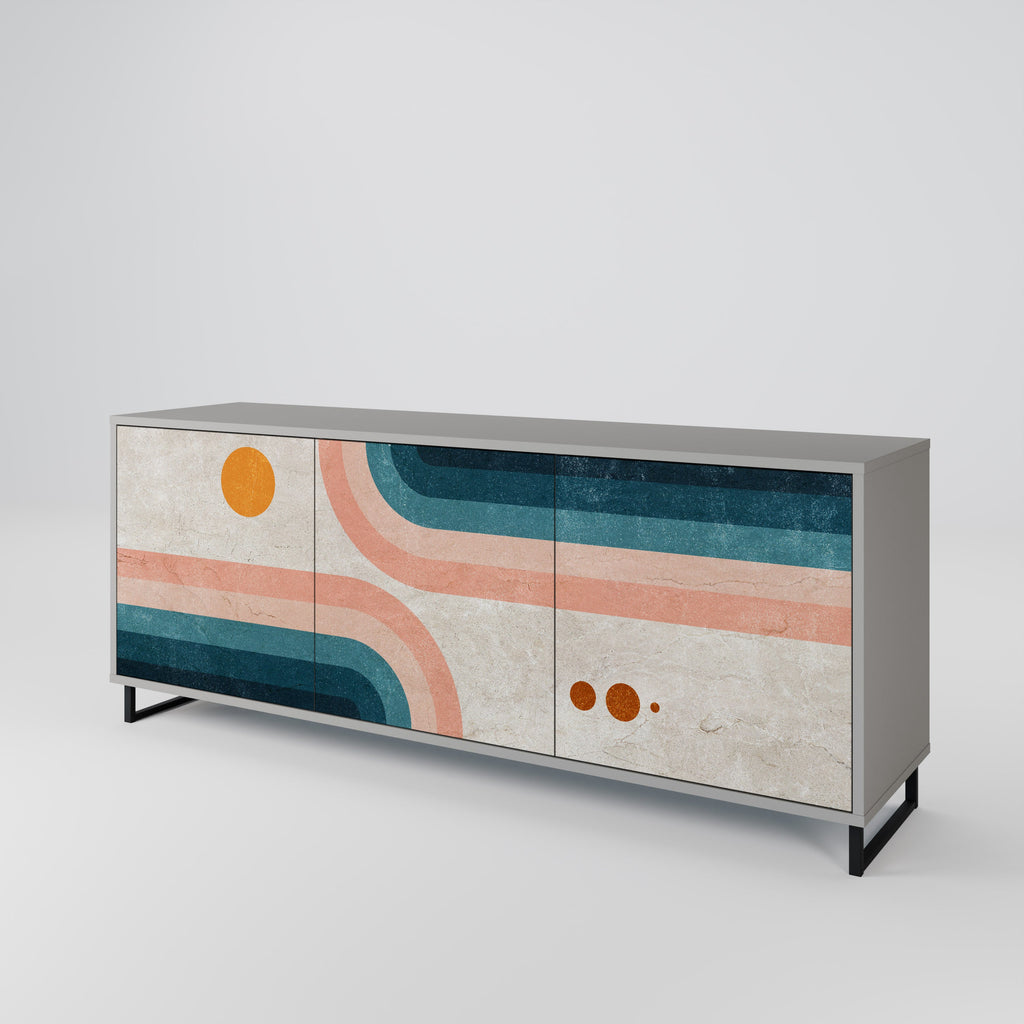 Buffet 3 portes TWO HALVES en finition grise