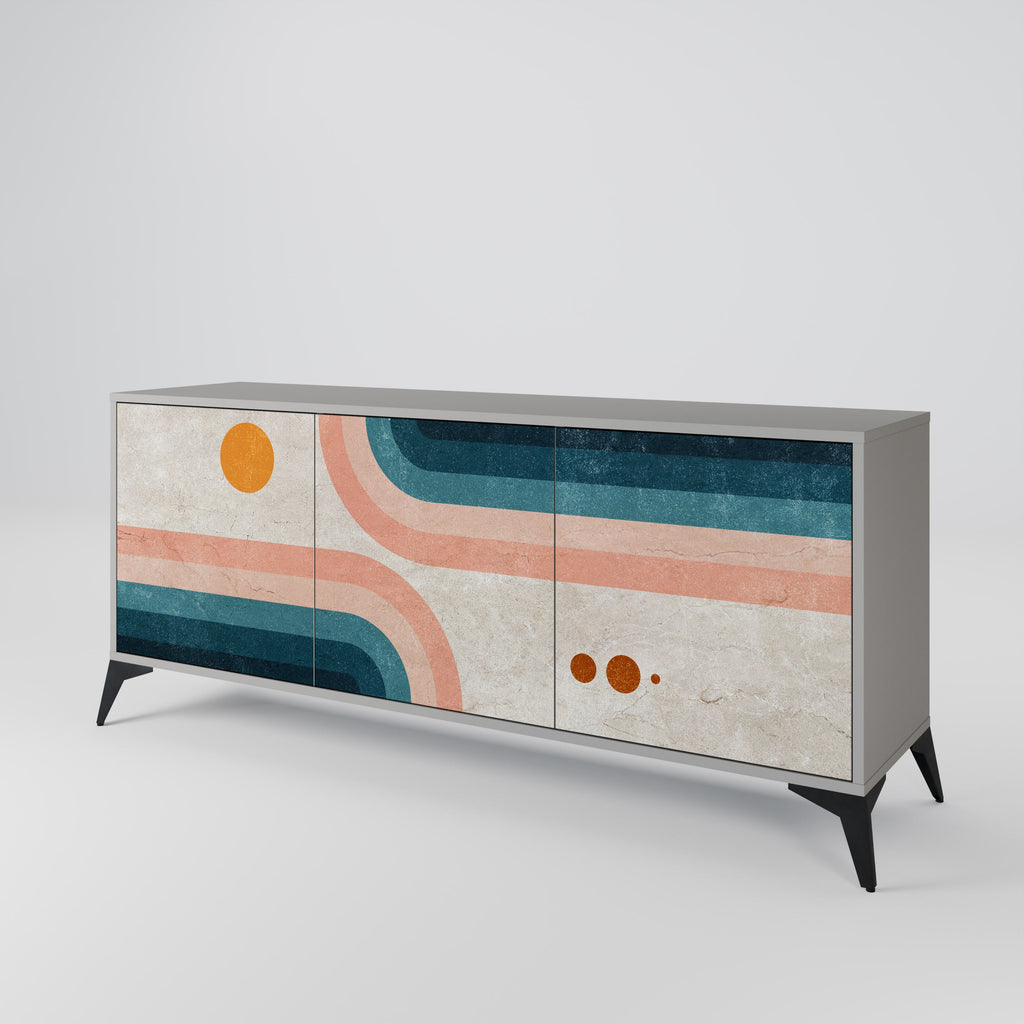 Buffet 3 portes TWO HALVES en finition grise