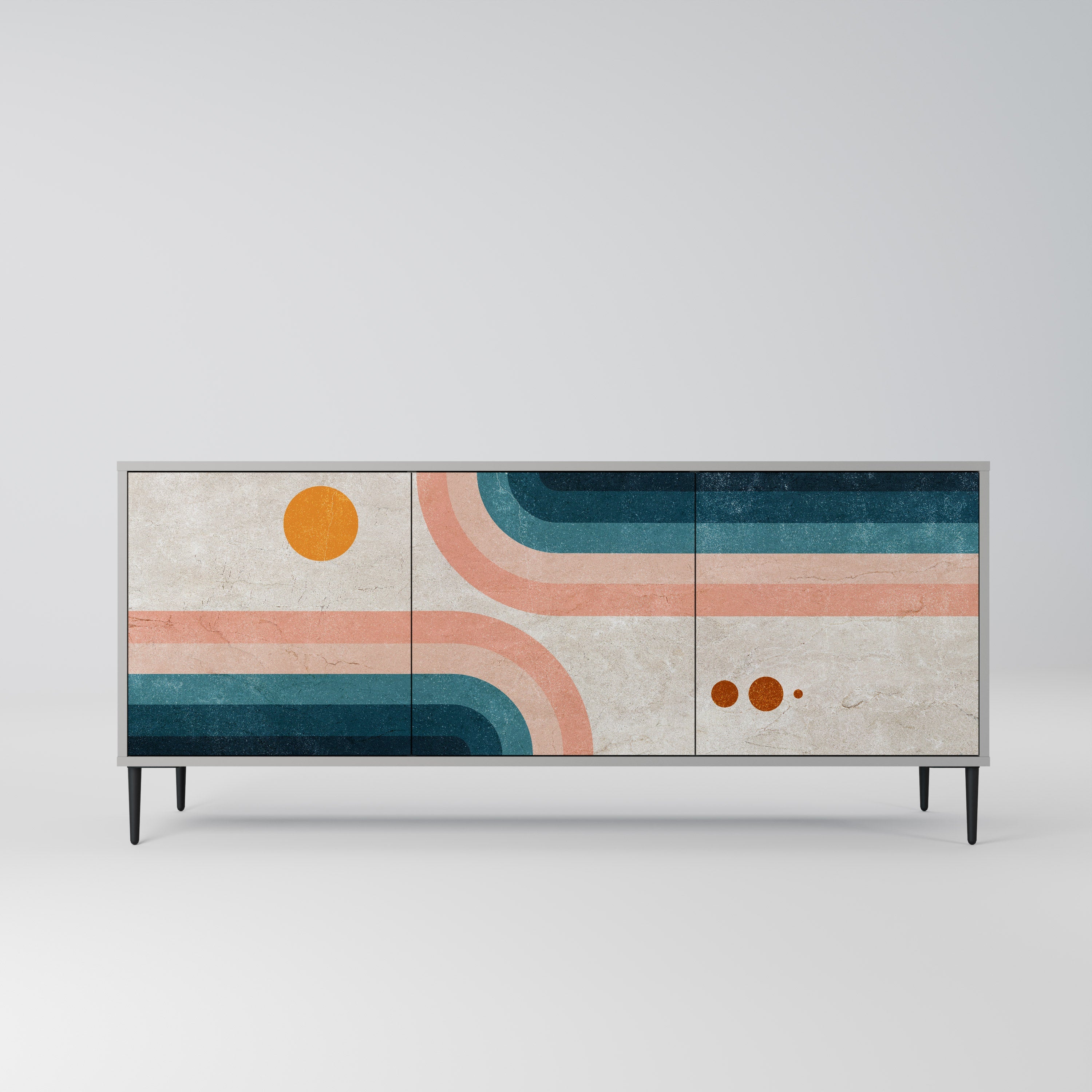 Buffet 3 portes TWO HALVES en finition grise