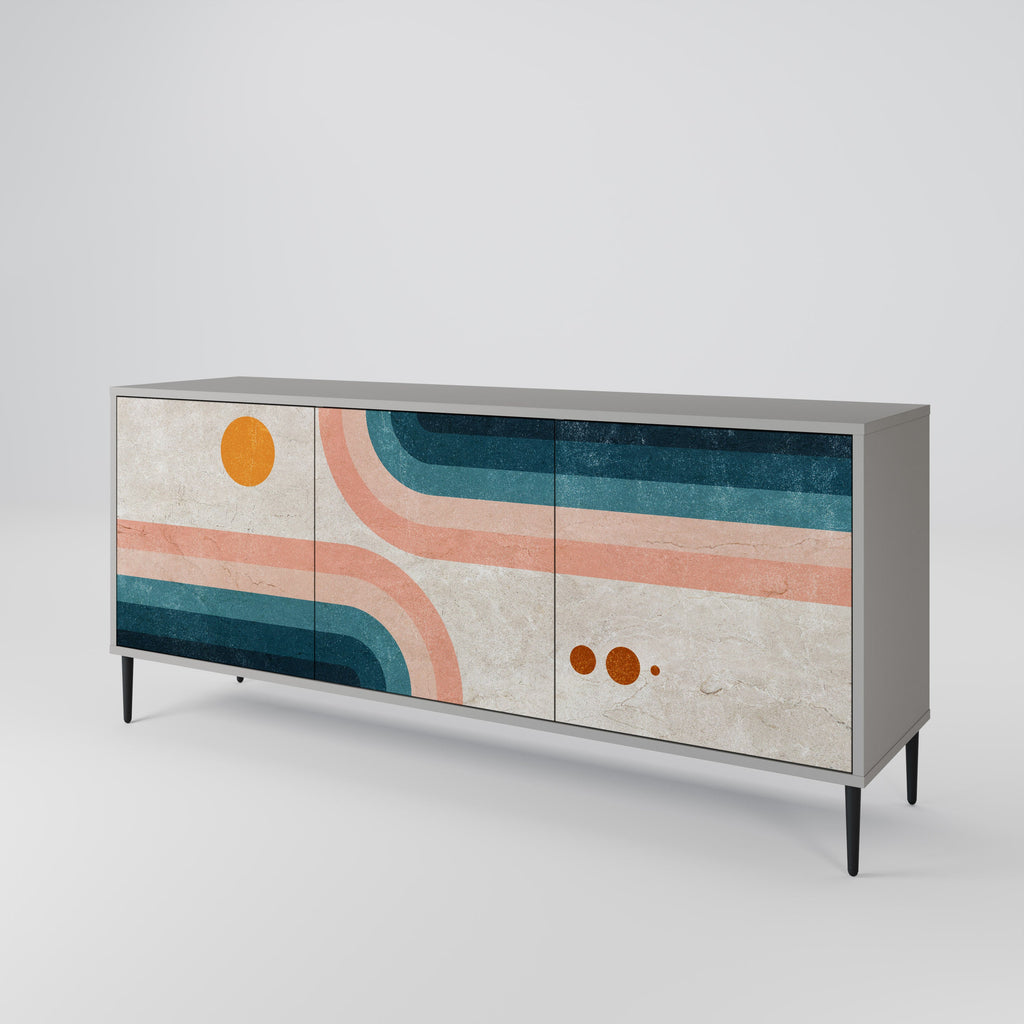 Buffet 3 portes TWO HALVES en finition grise