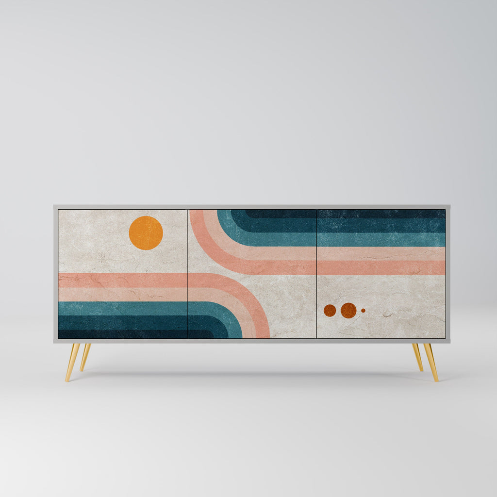 Buffet 3 portes TWO HALVES en finition grise