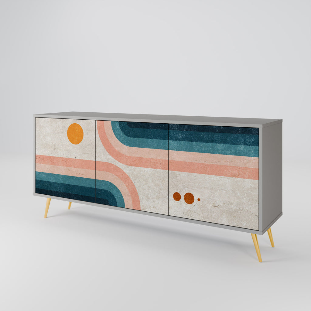 Buffet 3 portes TWO HALVES en finition grise