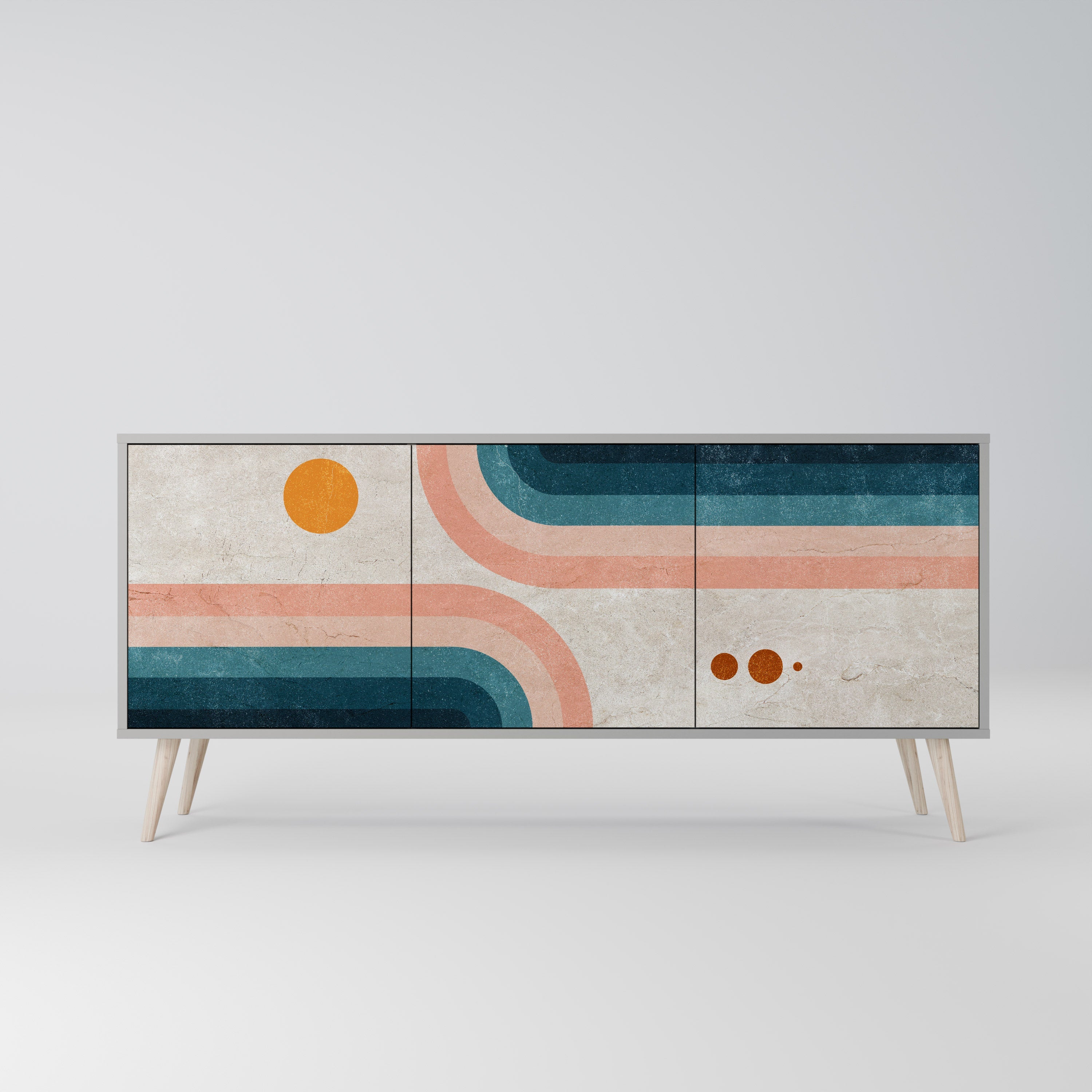 Buffet 3 portes TWO HALVES en finition grise