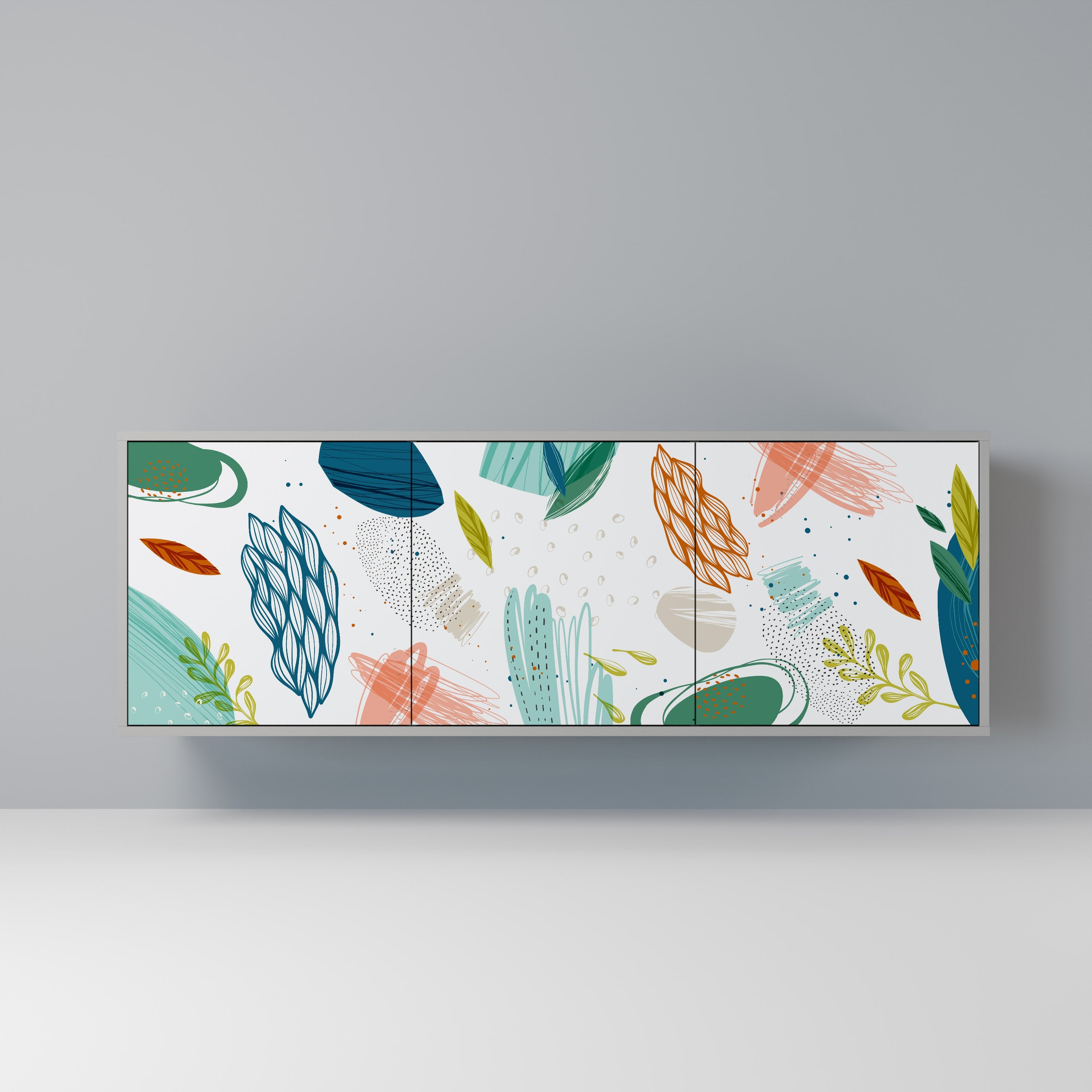 Buffet 3 portes BOTANICAL HURRICANE en finition grise