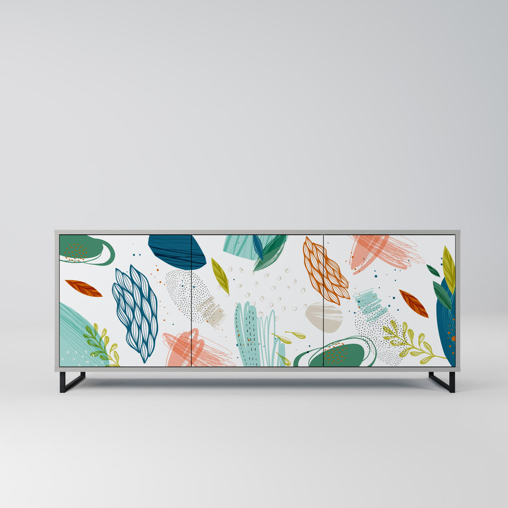 Buffet 3 portes BOTANICAL HURRICANE en finition grise