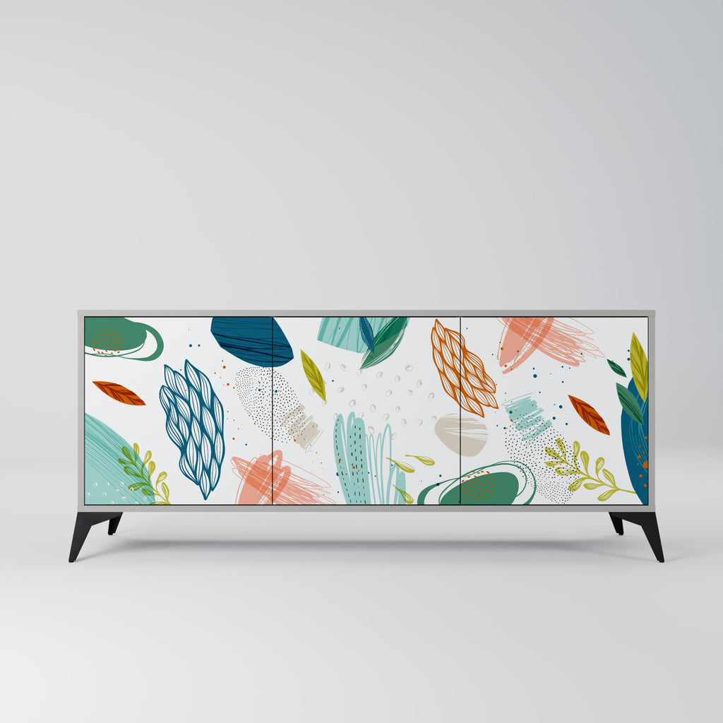 Buffet 3 portes BOTANICAL HURRICANE en finition grise