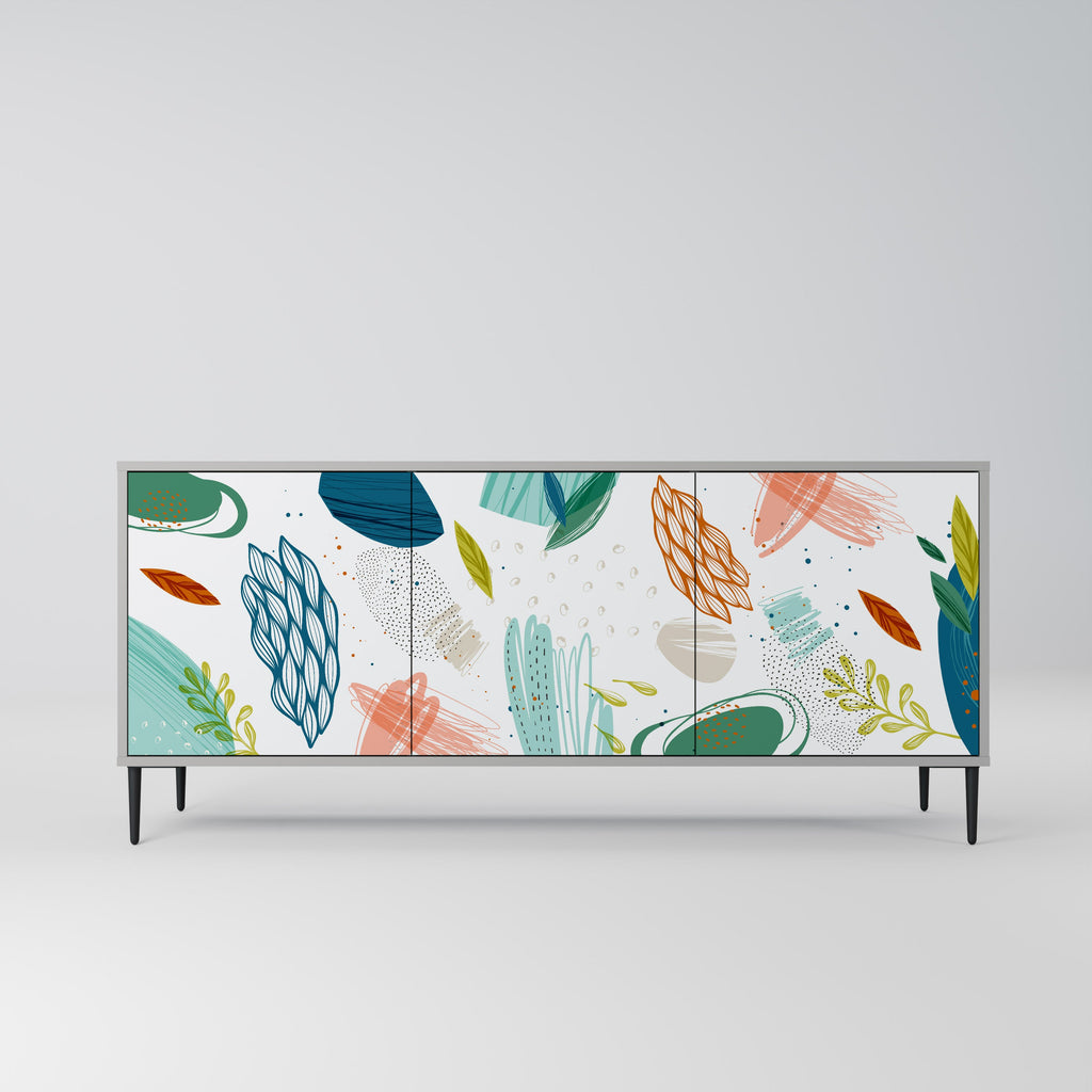 Buffet 3 portes BOTANICAL HURRICANE en finition grise