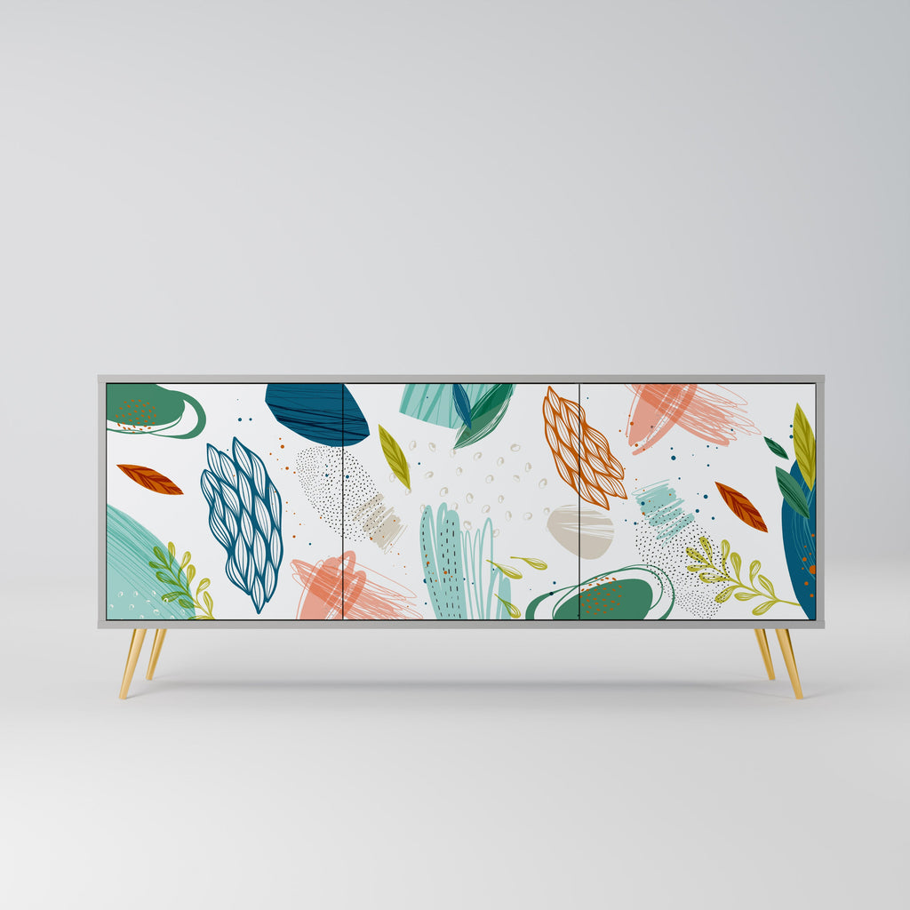 Buffet 3 portes BOTANICAL HURRICANE en finition grise