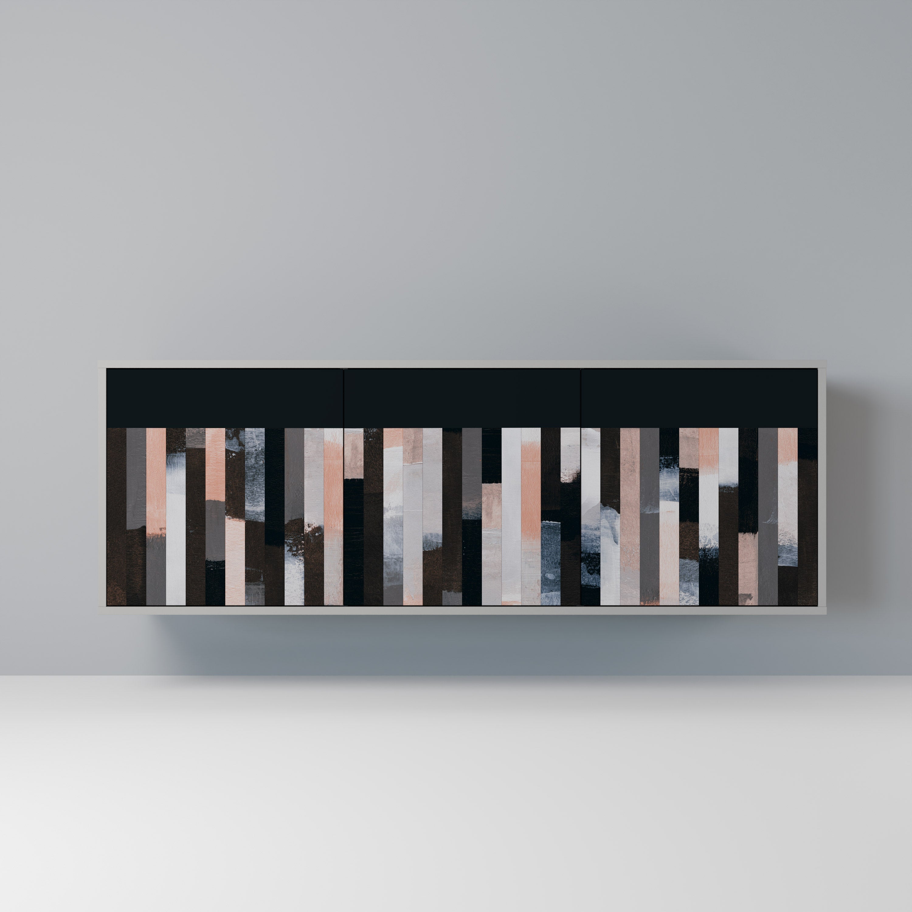 Buffet 3 portes COLLAGE DE RECTANGLES en finition grise