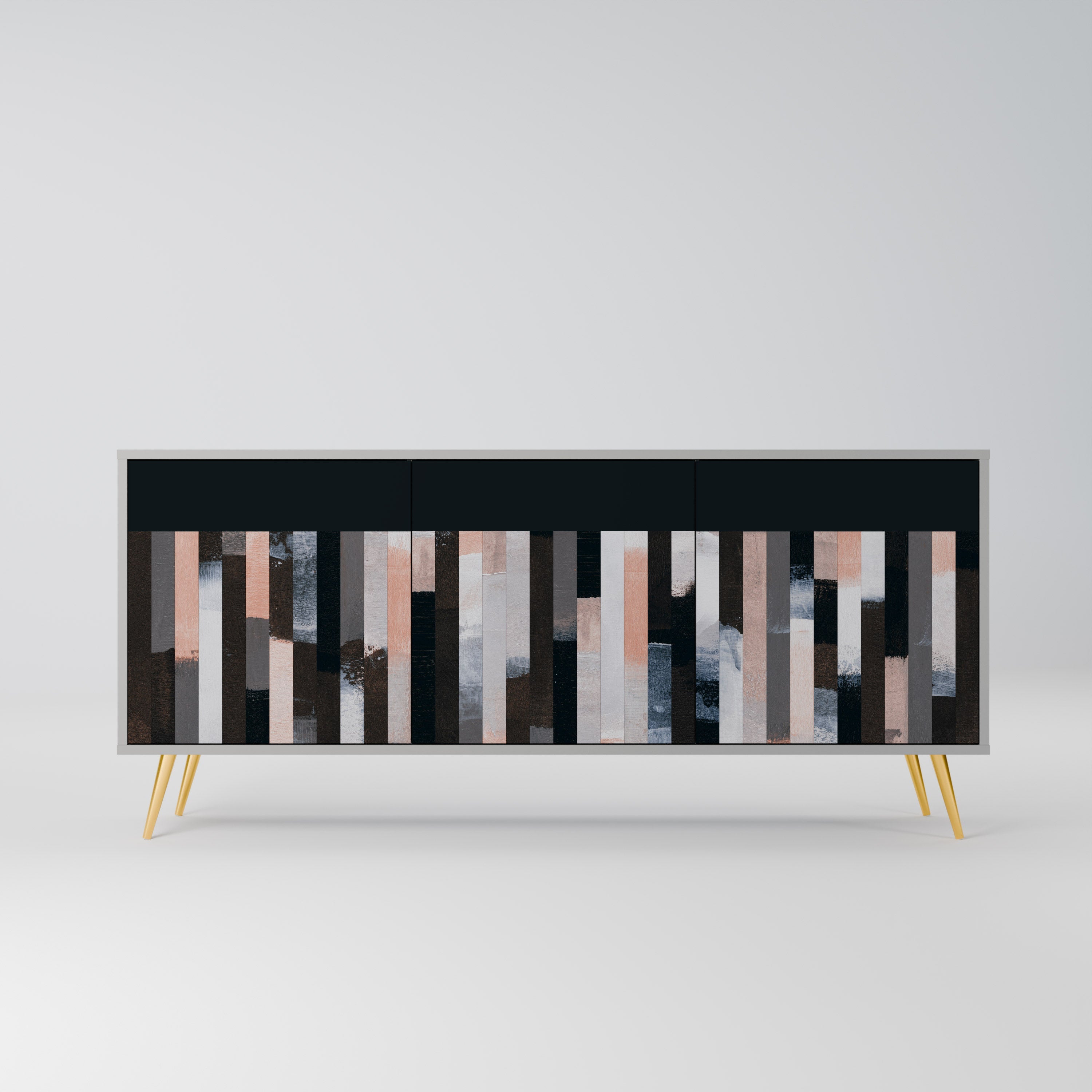 Buffet 3 portes COLLAGE DE RECTANGLES en finition grise