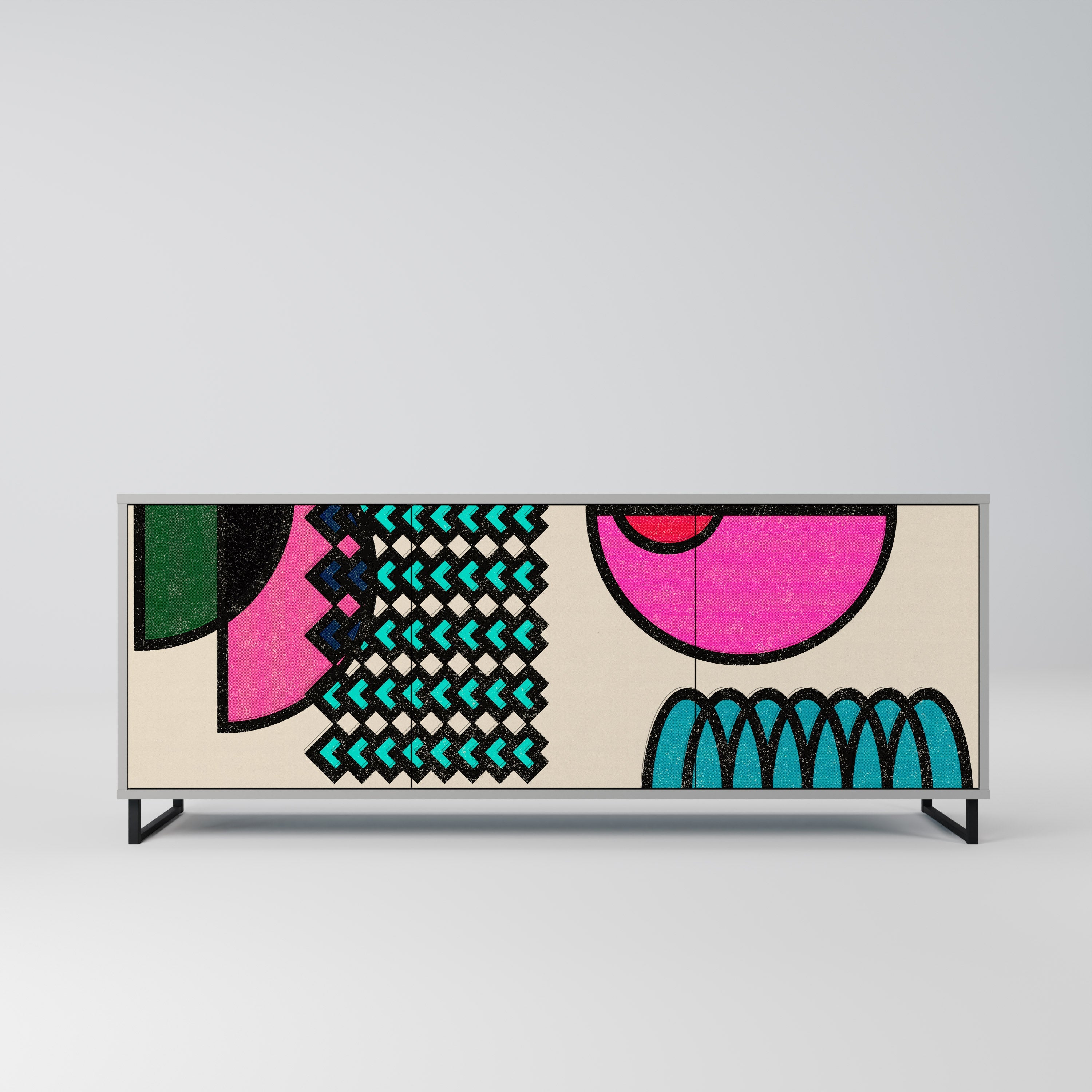 Buffet 3 portes GEOMETRIC RHAPSODY en finition grise