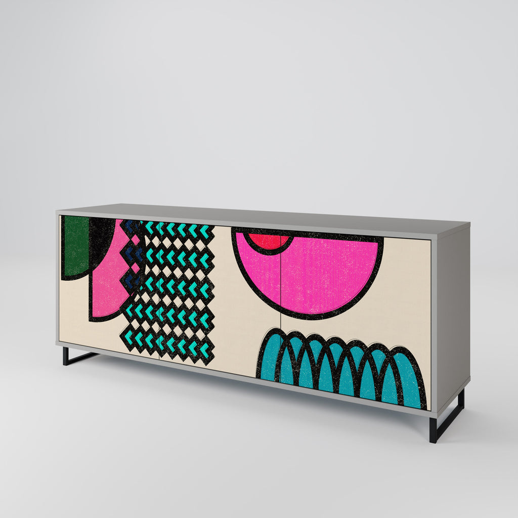 Buffet 3 portes GEOMETRIC RHAPSODY en finition grise