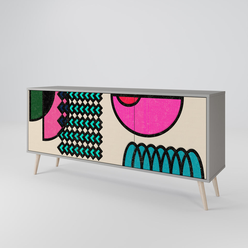 Buffet 3 portes GEOMETRIC RHAPSODY en finition grise