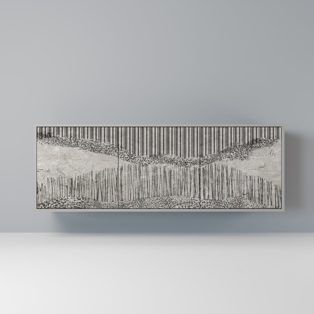 Buffet 3 portes GRAIN LINES finition grise