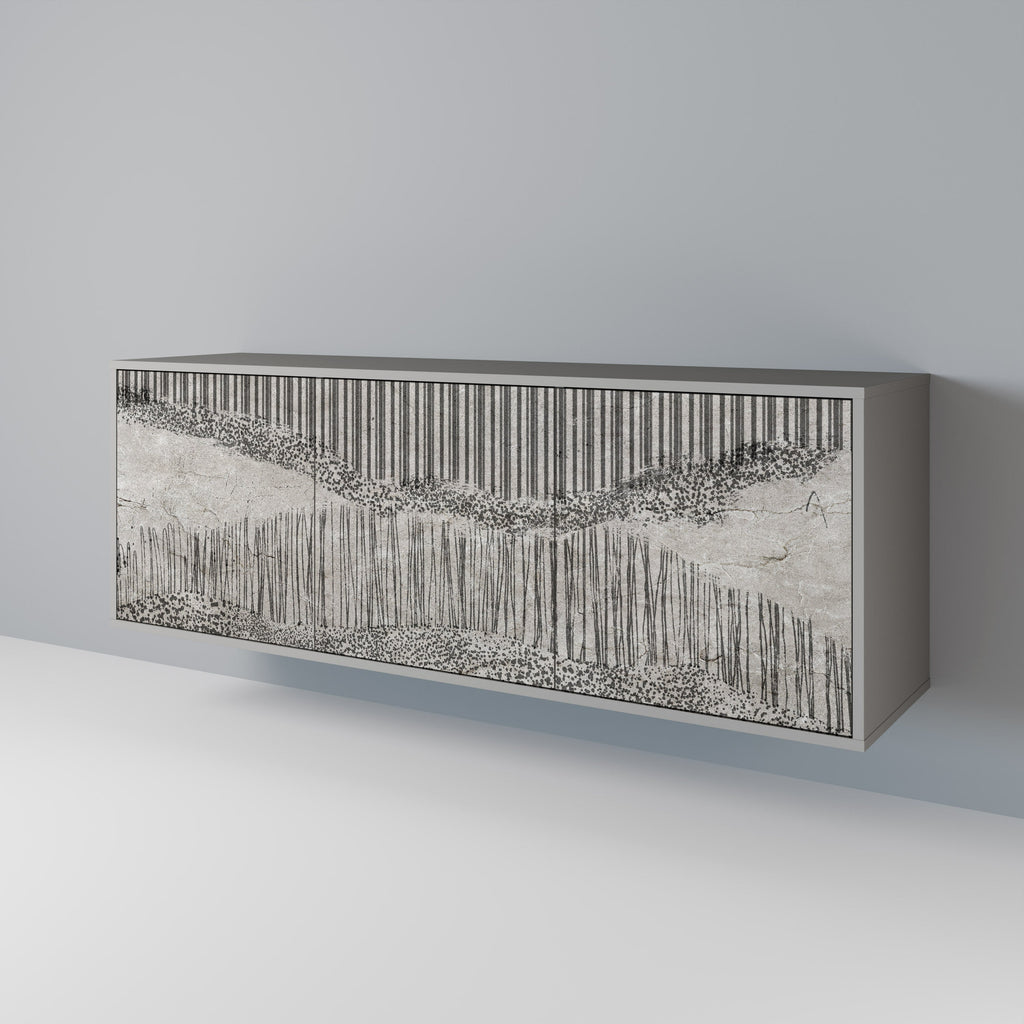 Buffet 3 portes GRAIN LINES finition grise