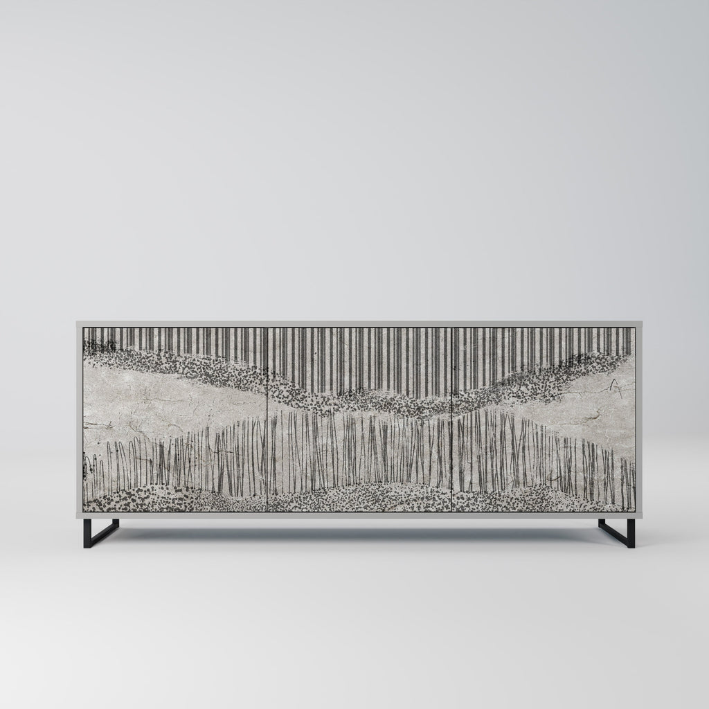 Buffet 3 portes GRAIN LINES finition grise