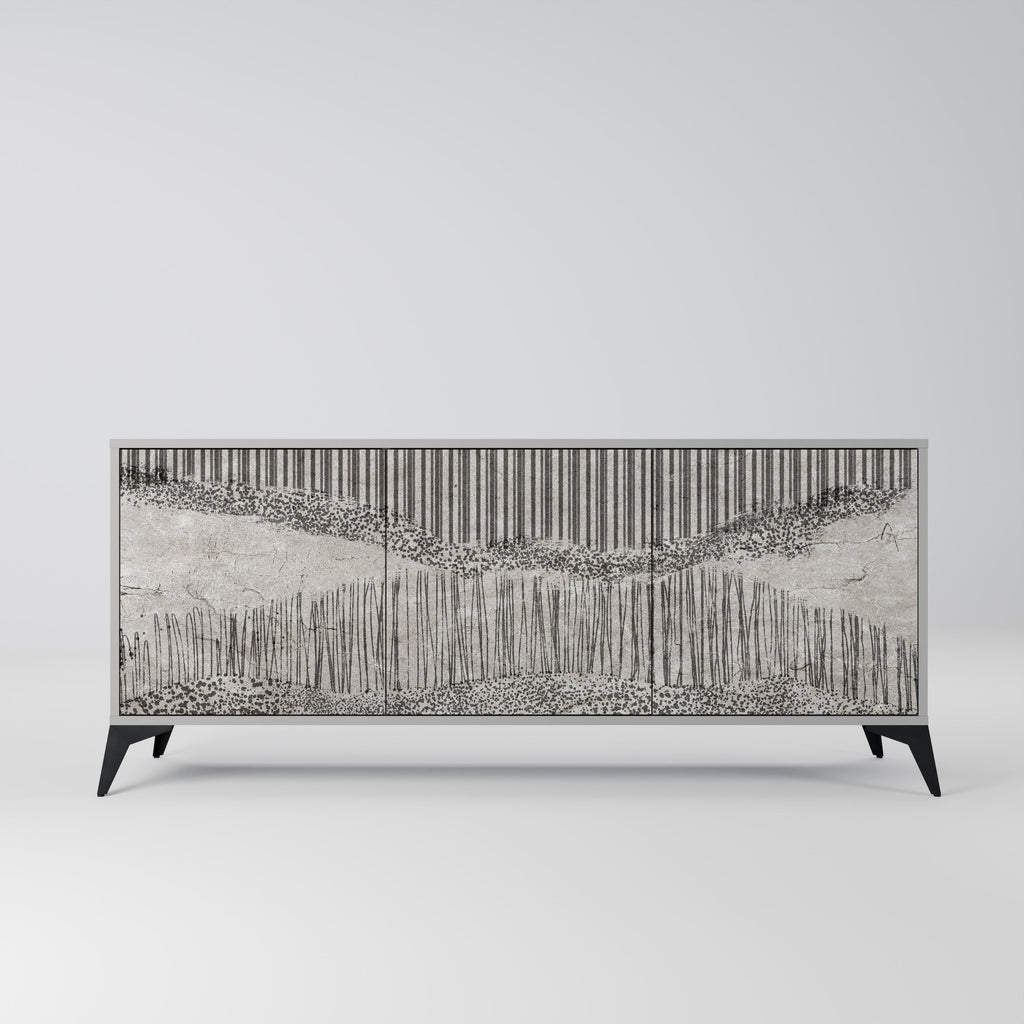 Buffet 3 portes GRAIN LINES finition grise