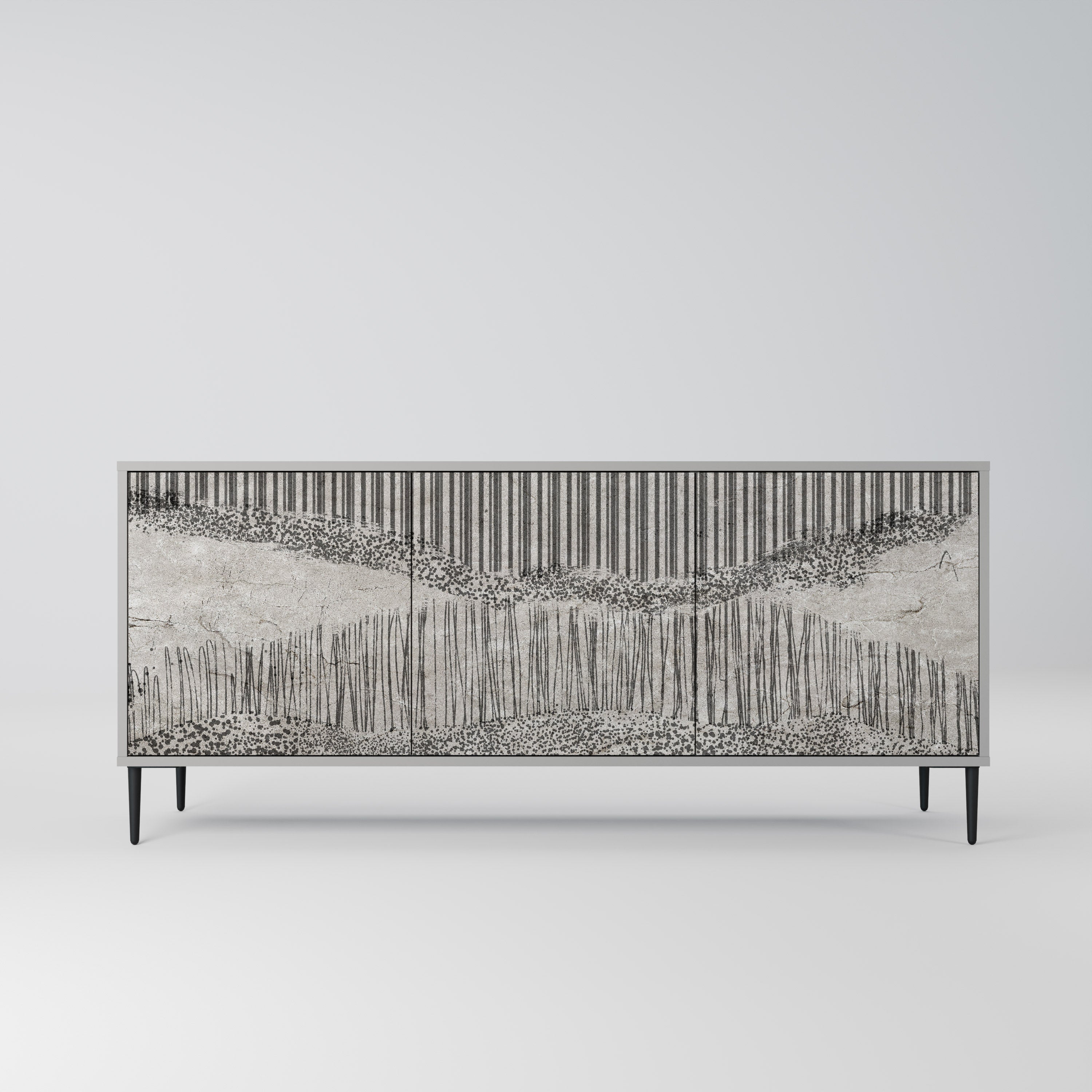 Buffet 3 portes GRAIN LINES finition grise