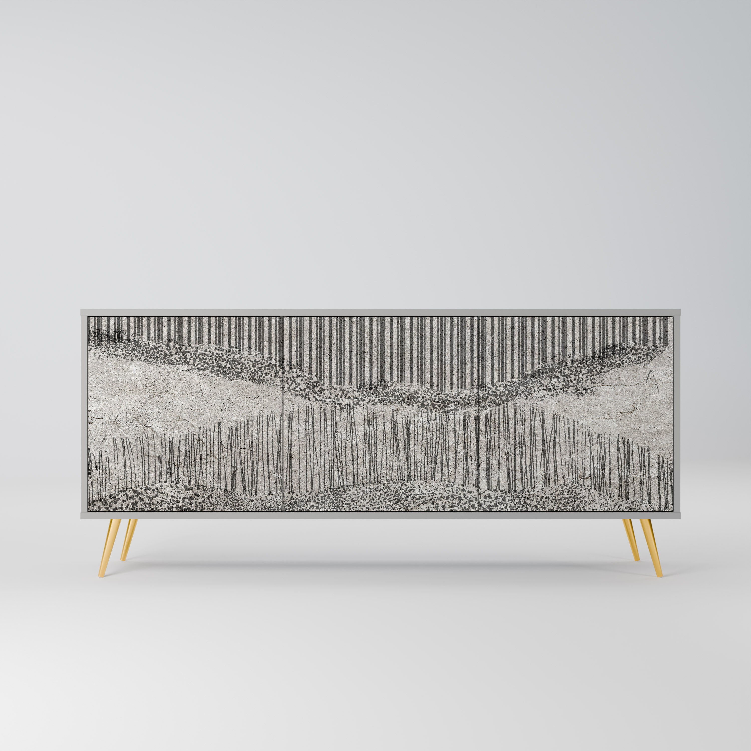 Buffet 3 portes GRAIN LINES finition grise