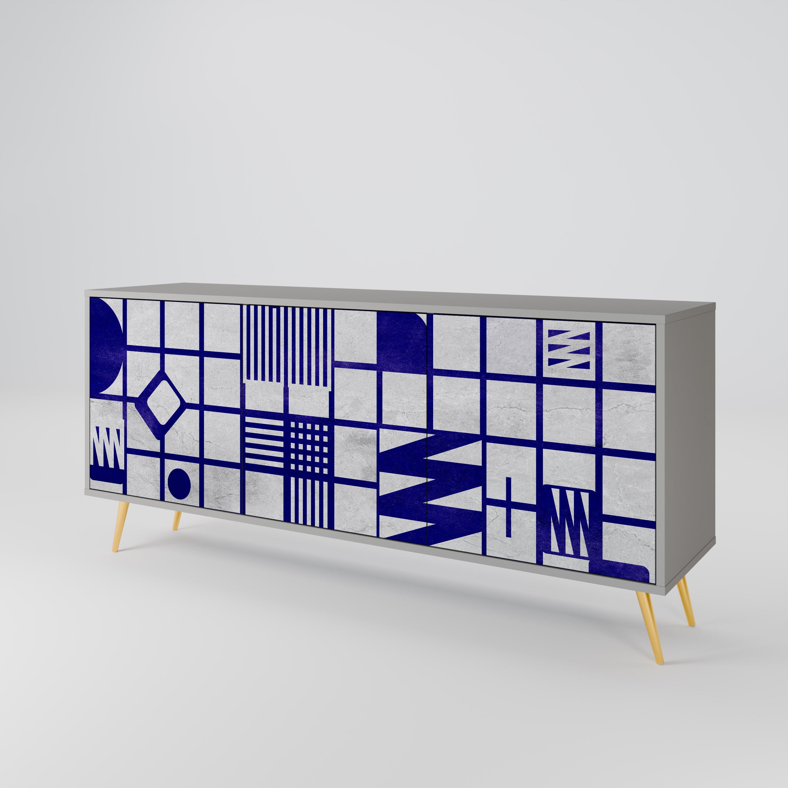 Buffet 3 portes THE RIGHT PLACES en finition grise