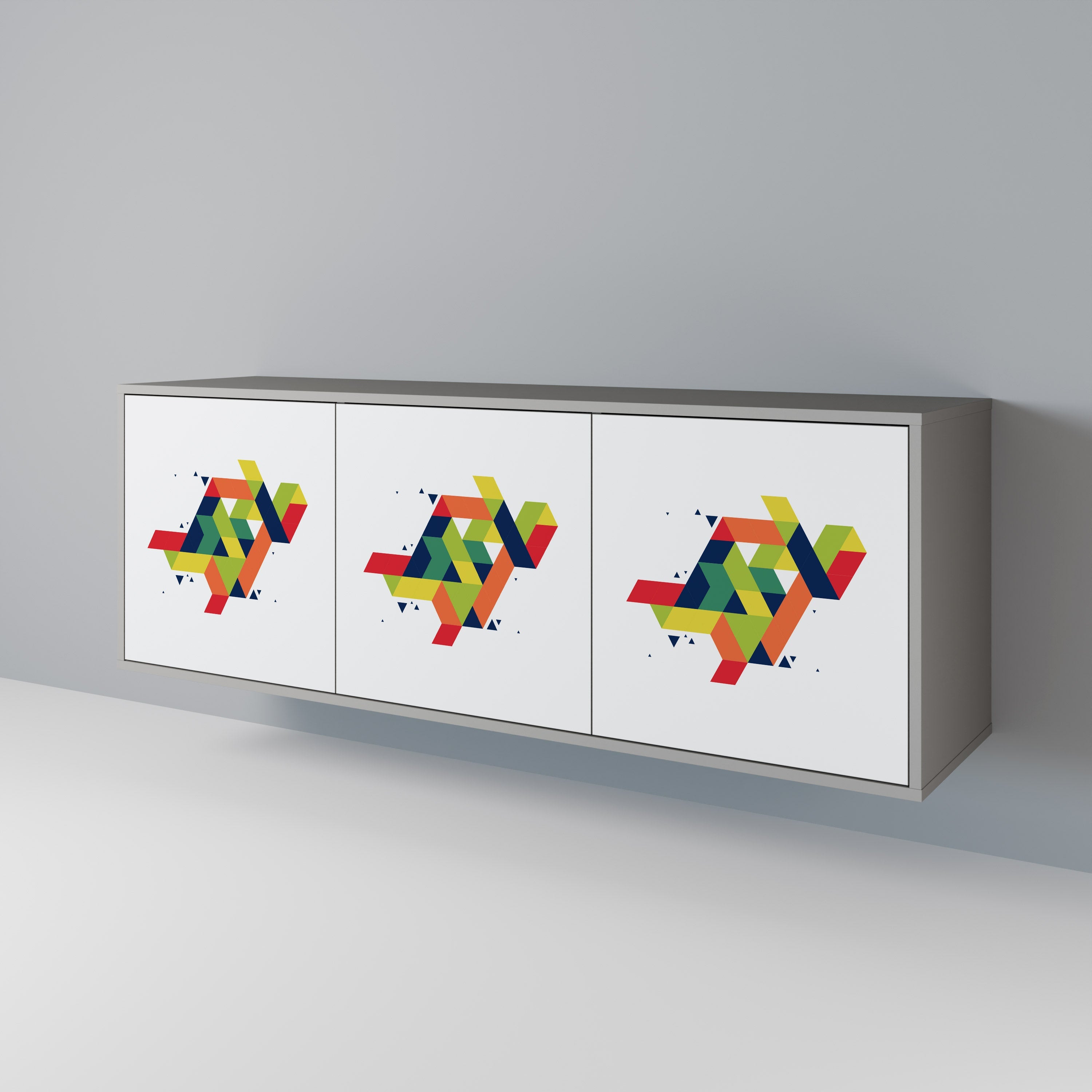 Buffet 3 portes FUTURE SIGN en finition grise