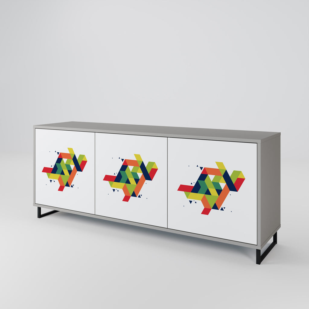 Buffet 3 portes FUTURE SIGN en finition grise