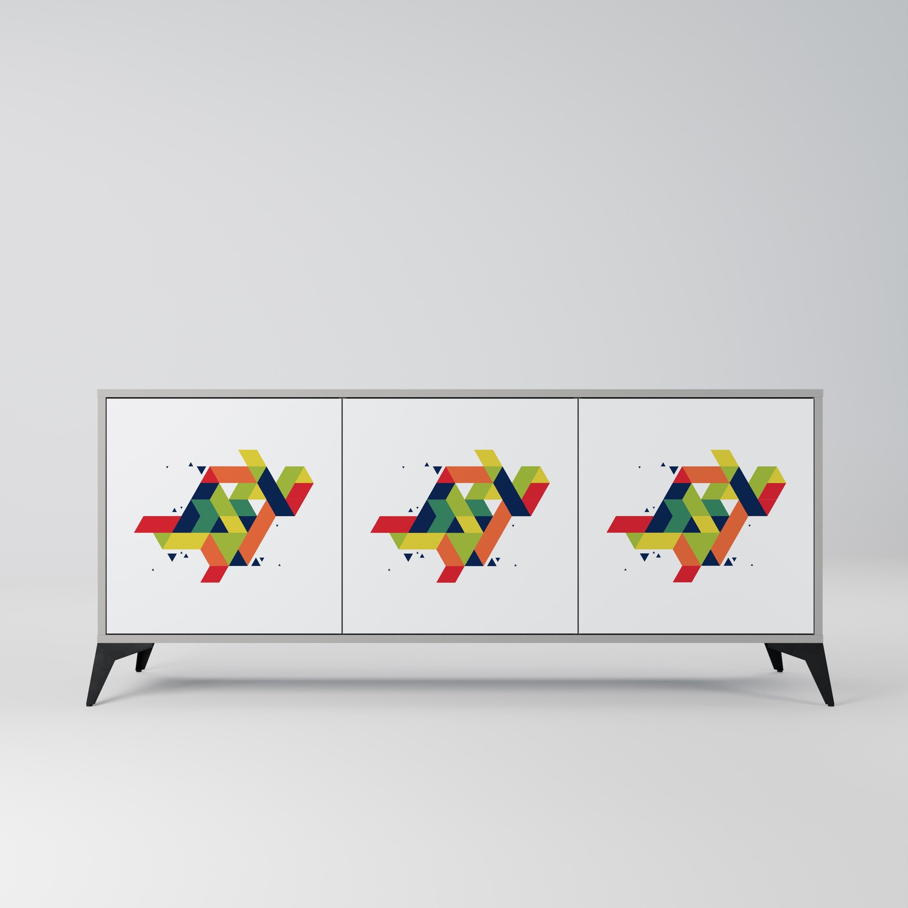 Buffet 3 portes FUTURE SIGN en finition grise