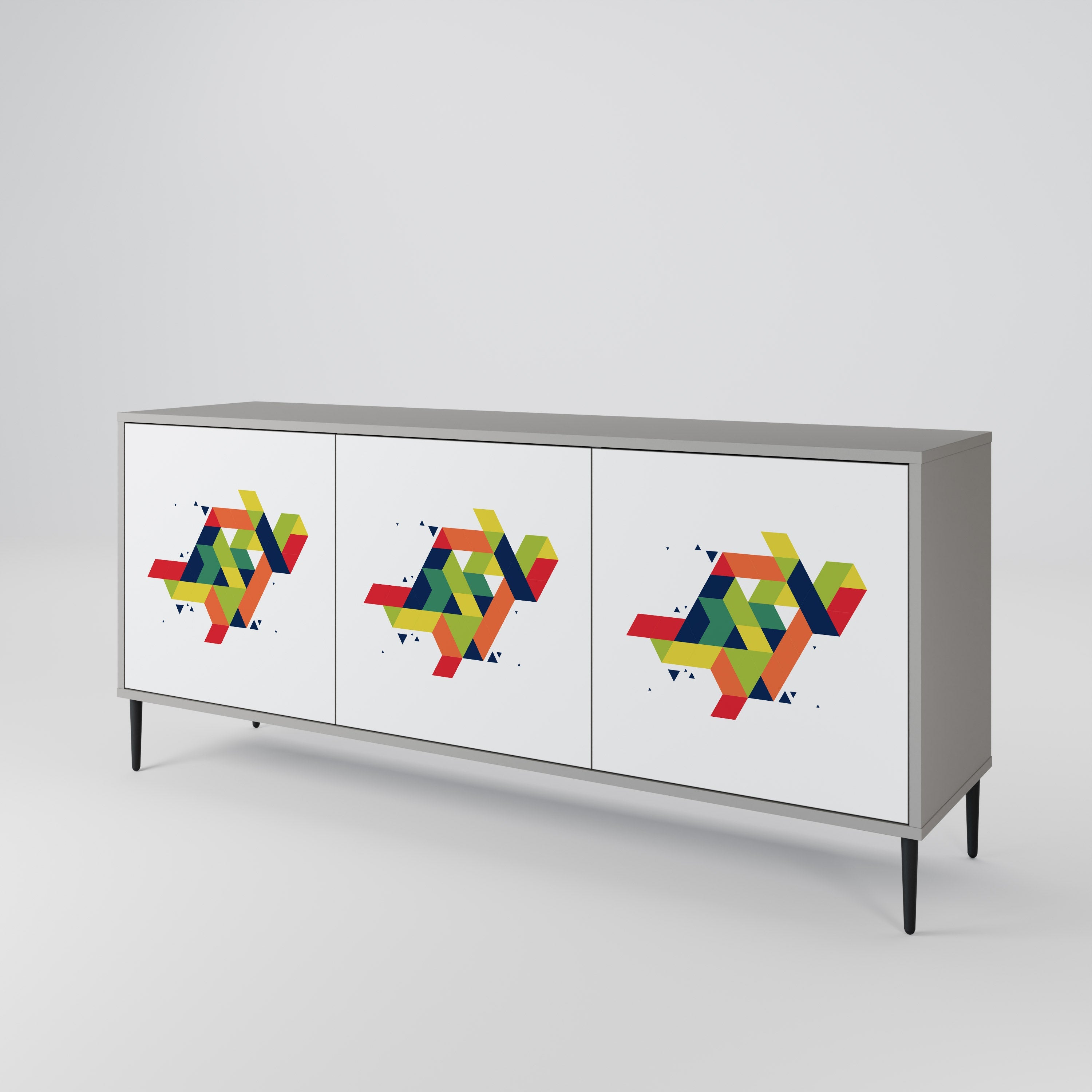 Buffet 3 portes FUTURE SIGN en finition grise