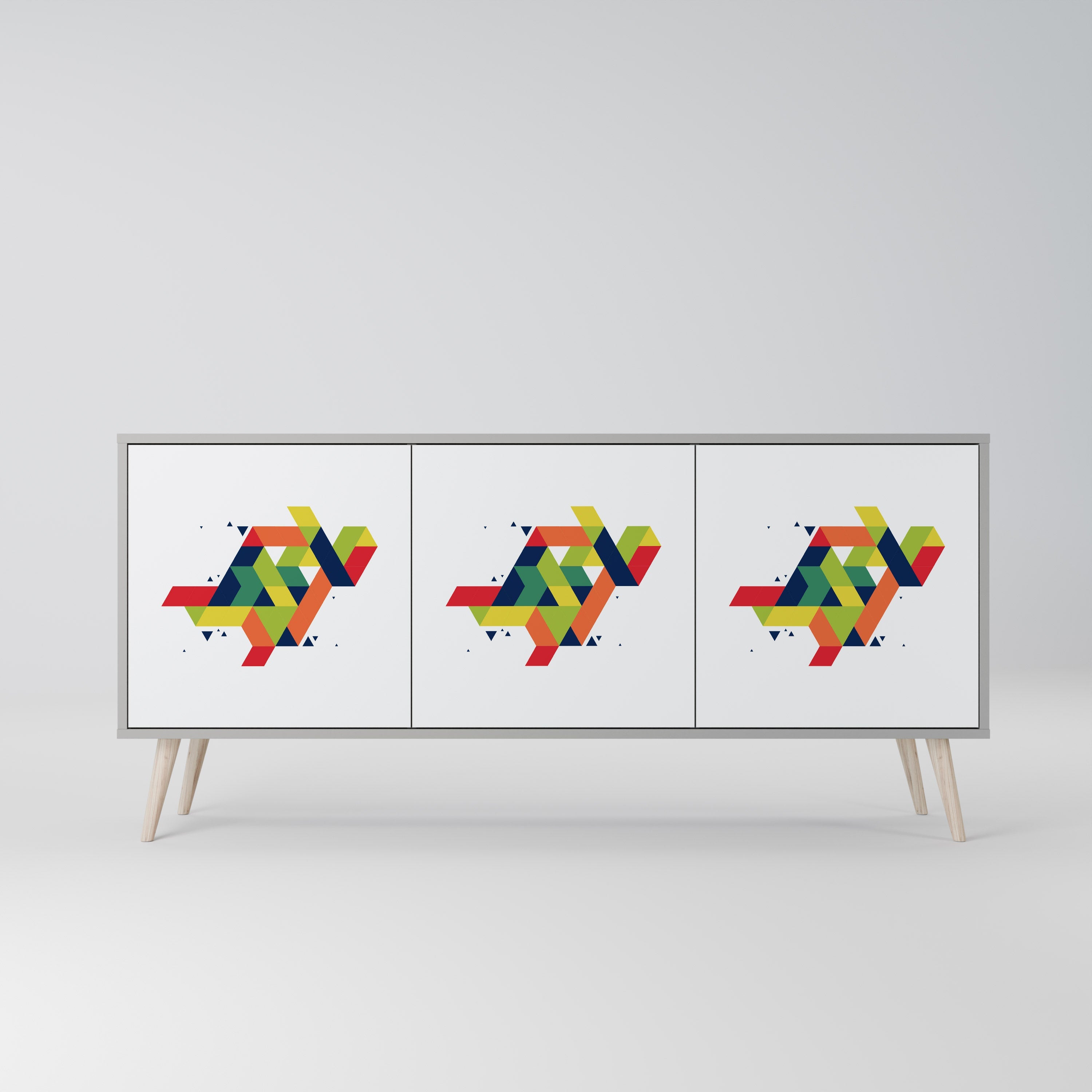 Buffet 3 portes FUTURE SIGN en finition grise