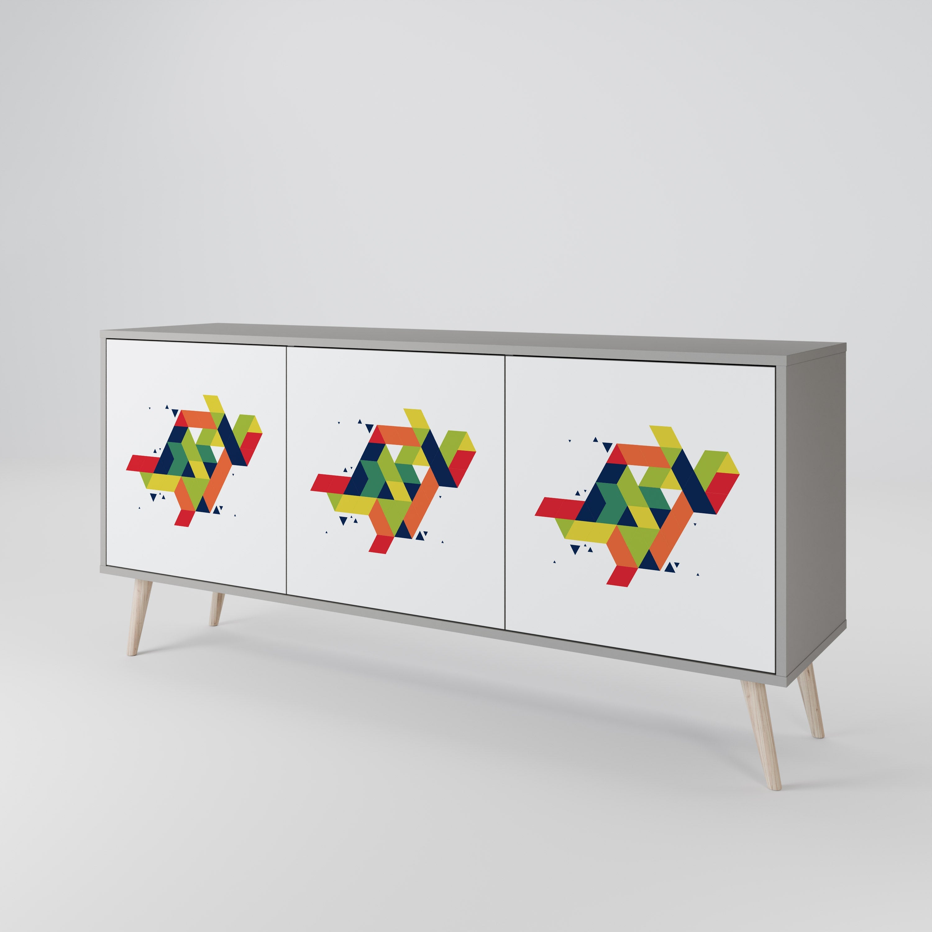 Buffet 3 portes FUTURE SIGN en finition grise