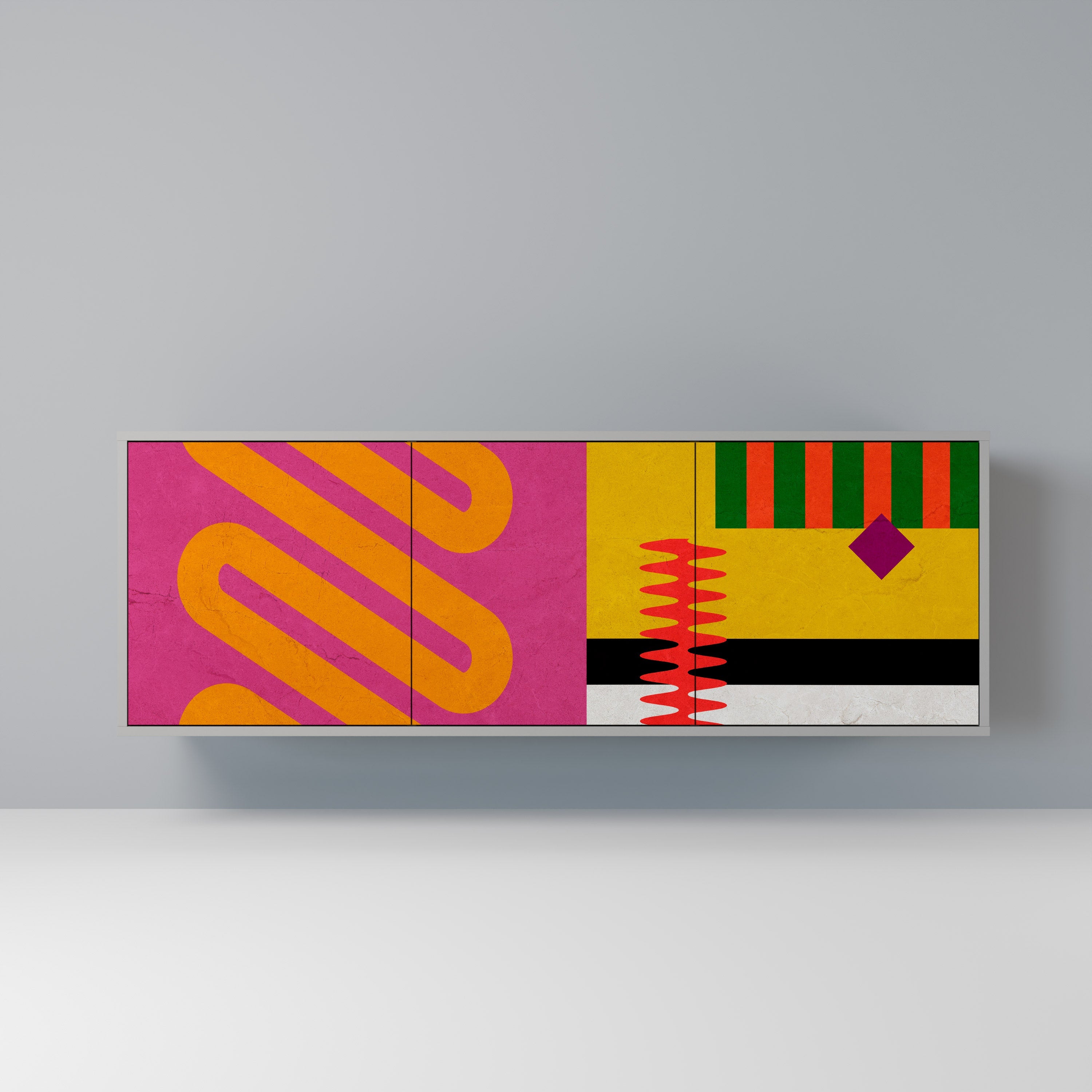 Buffet 3 portes VIVID ART finition grise